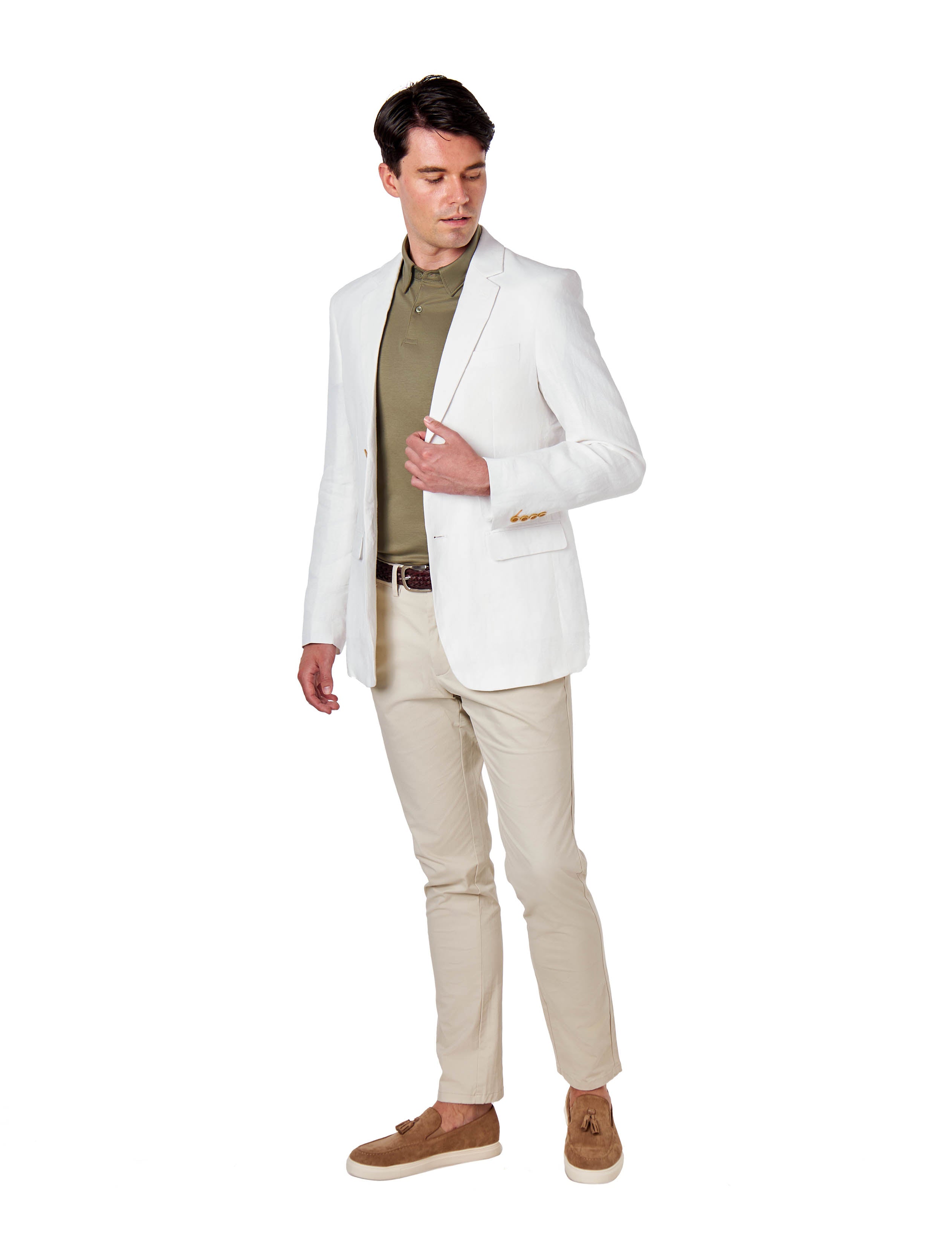 Mercerised Cotton Khaki Polo T Shirt Short Sleeve