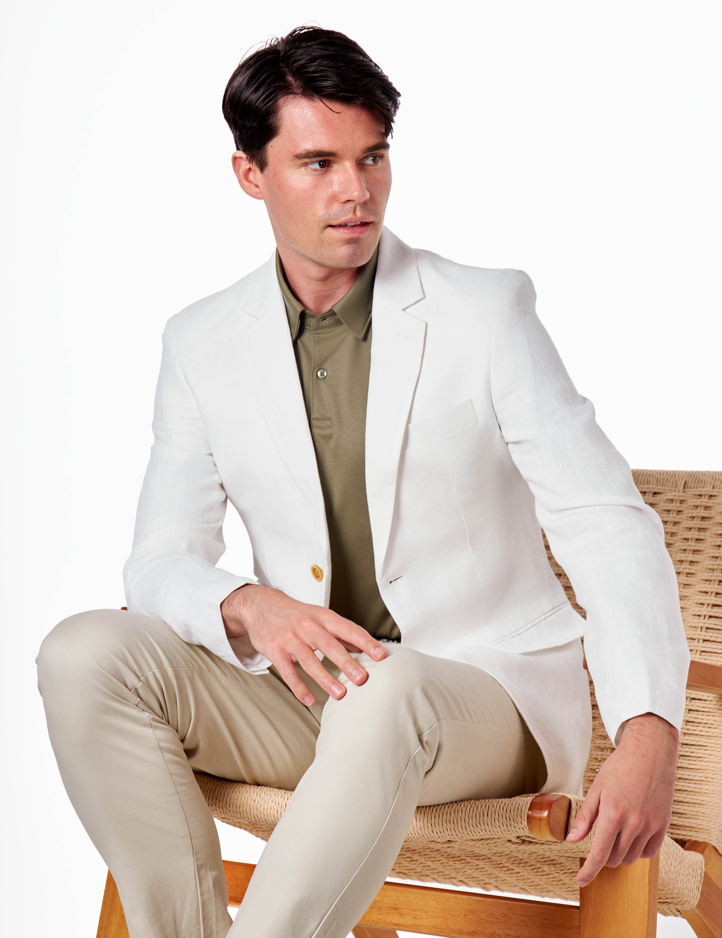 Mercerised Cotton Khaki Polo T Shirt Short Sleeve