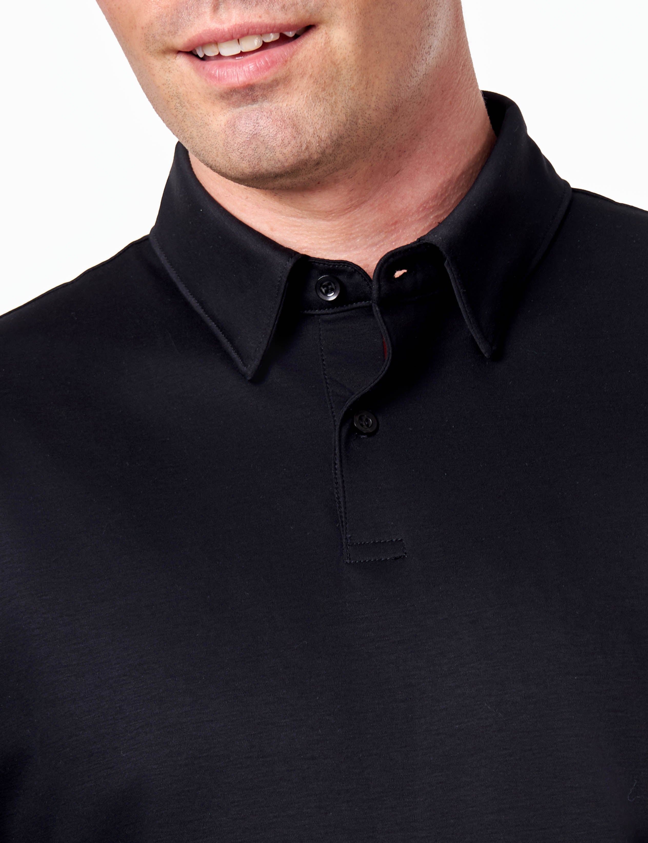 Mercerised Cotton Black Polo T Shirt Short Sleeve