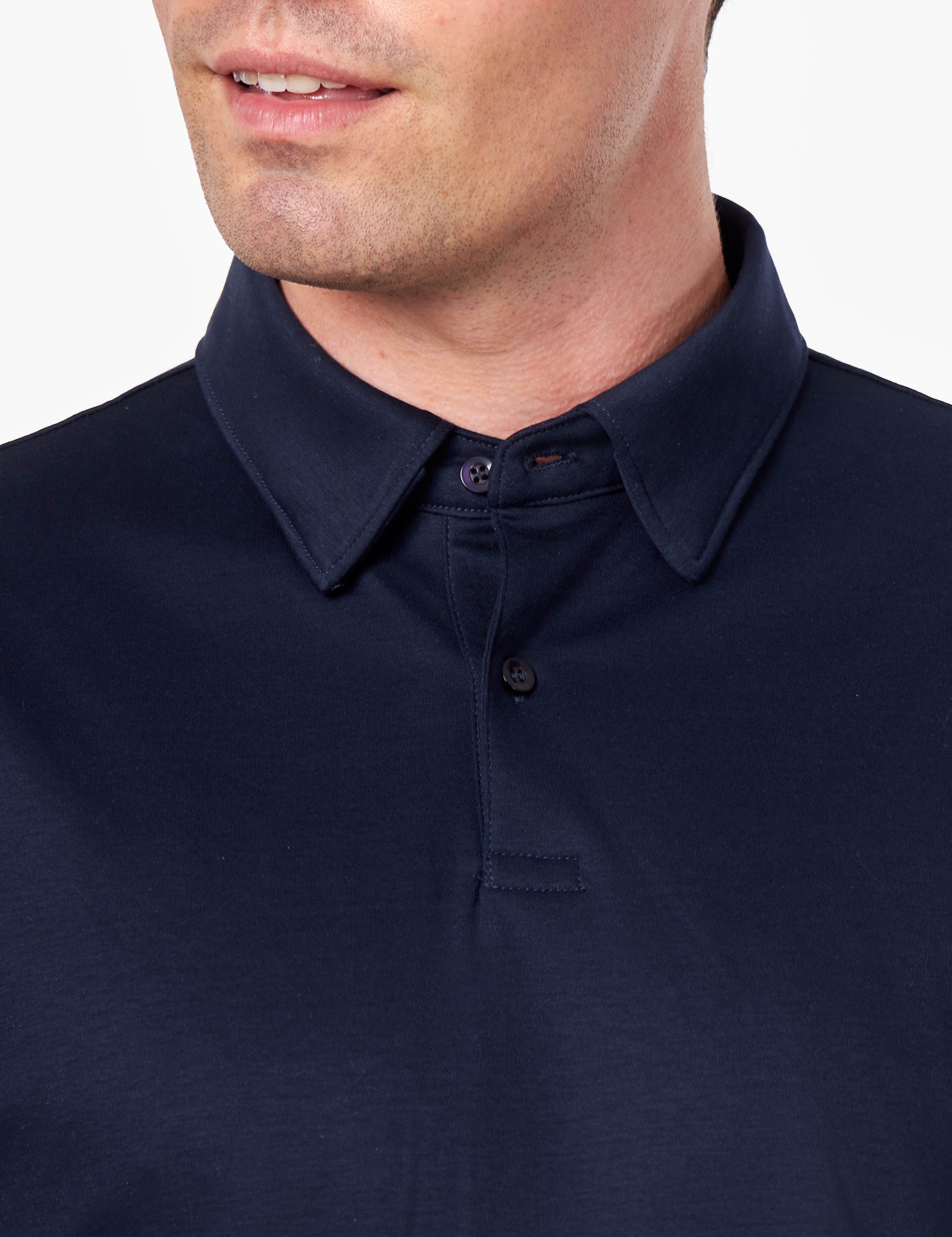Mercerised Cotton Navy Polo T Shirt Short Sleeve