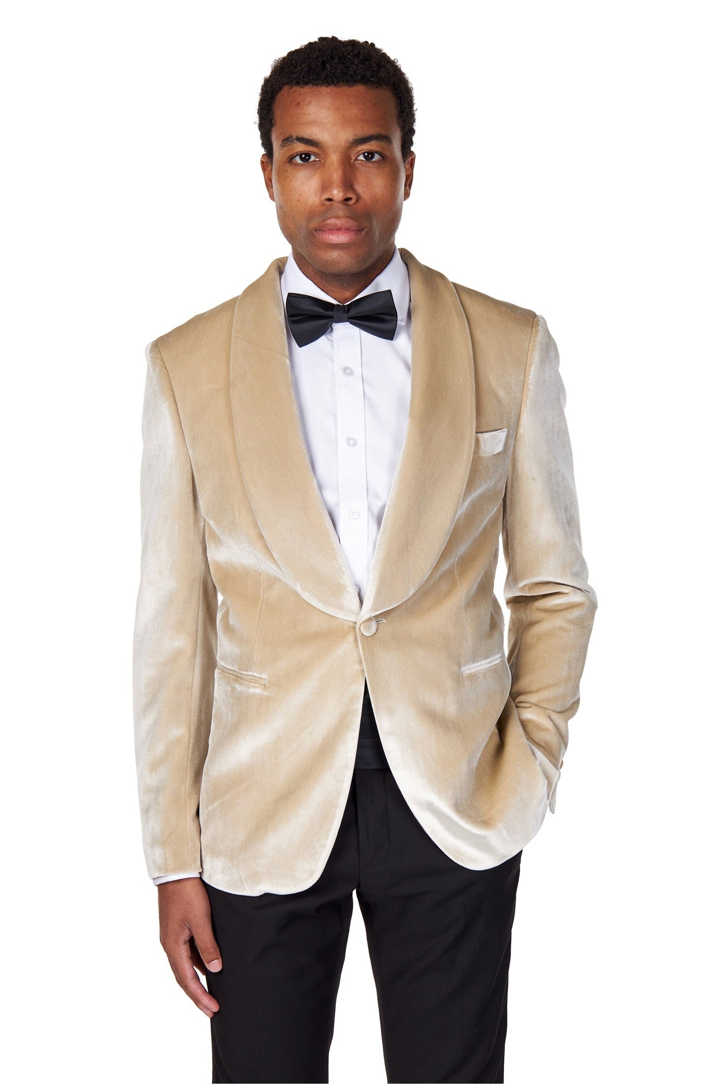 SHAWL COLLAR VELVET TUXEDO – CREAM