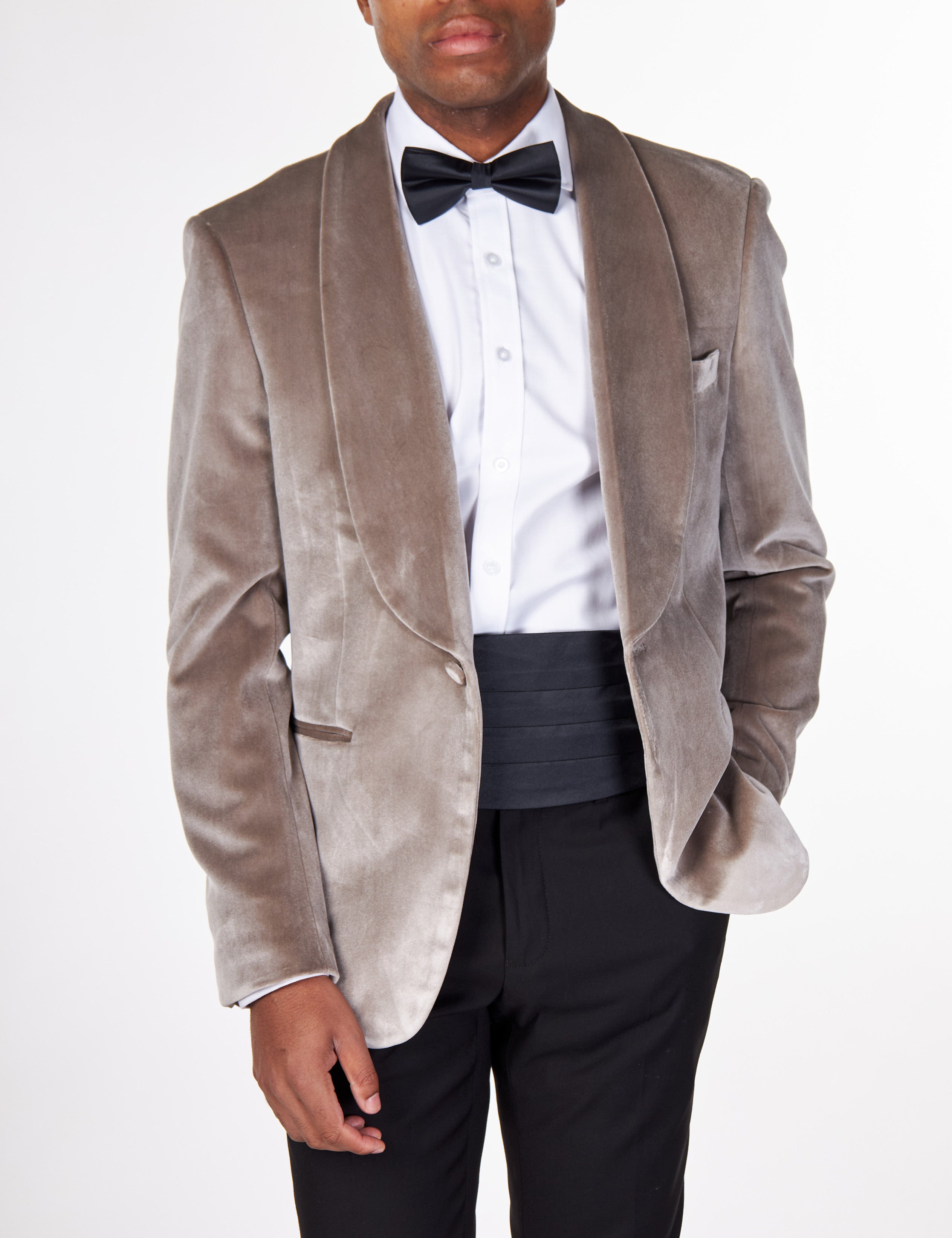 SHAWL COLLAR VELVET TUXEDO – GREY