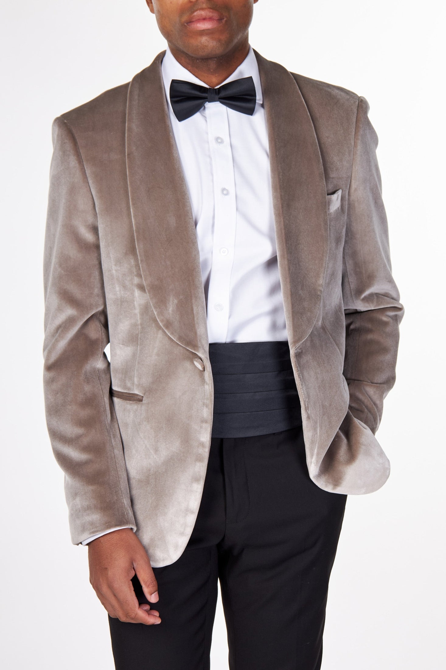 SHAWL COLLAR VELVET TUXEDO – GREY