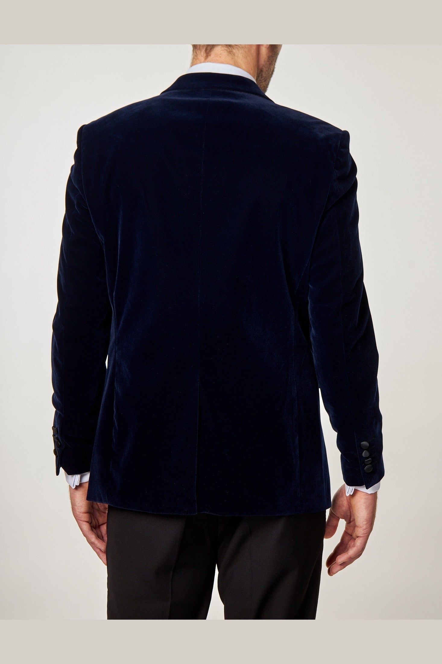 DINNER GARY – NAVY SOFT VELVET TUXEDO JACKET