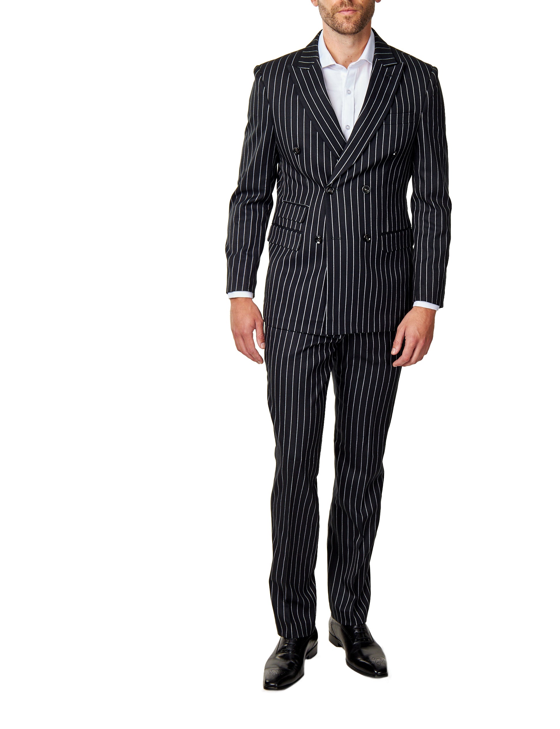 ALFRED - BLACK DOUBLE BREASTED PINSTRIPE BLAZER
