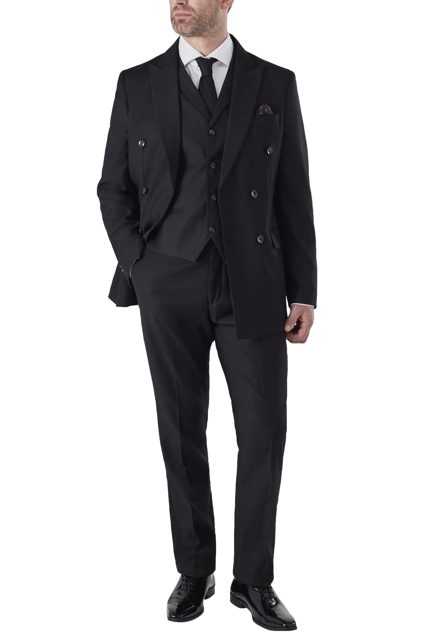 GRAHAM BLACK DOUBLE BREASTED JACKET & WAISTCOAT