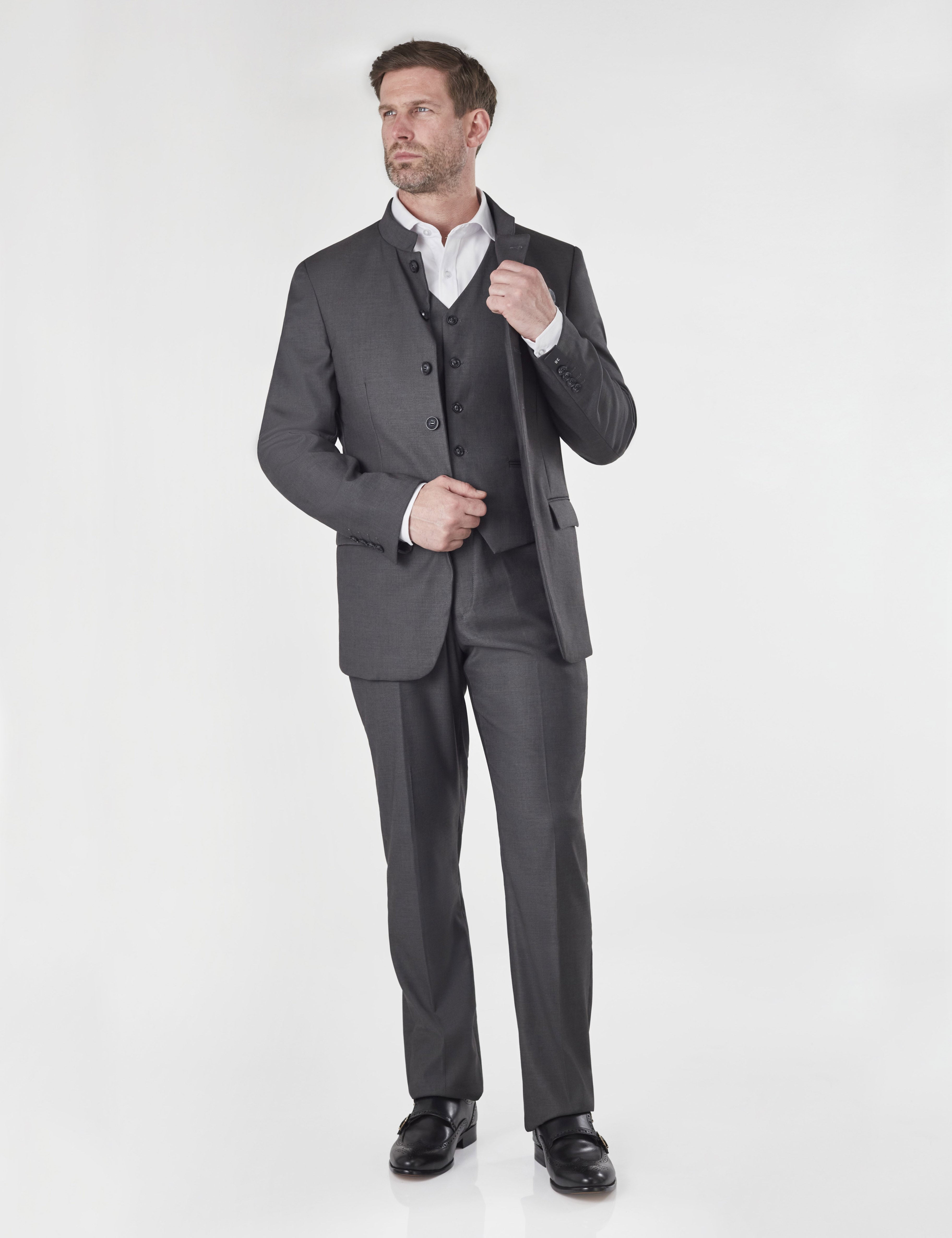 CHINESE GRANDAD COLLAR GREY JACKET