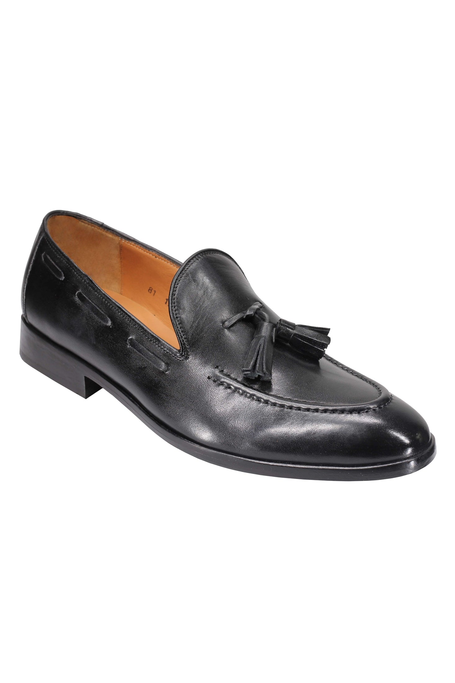 BLACK CALF LEATHER TASSEL LOAFERS