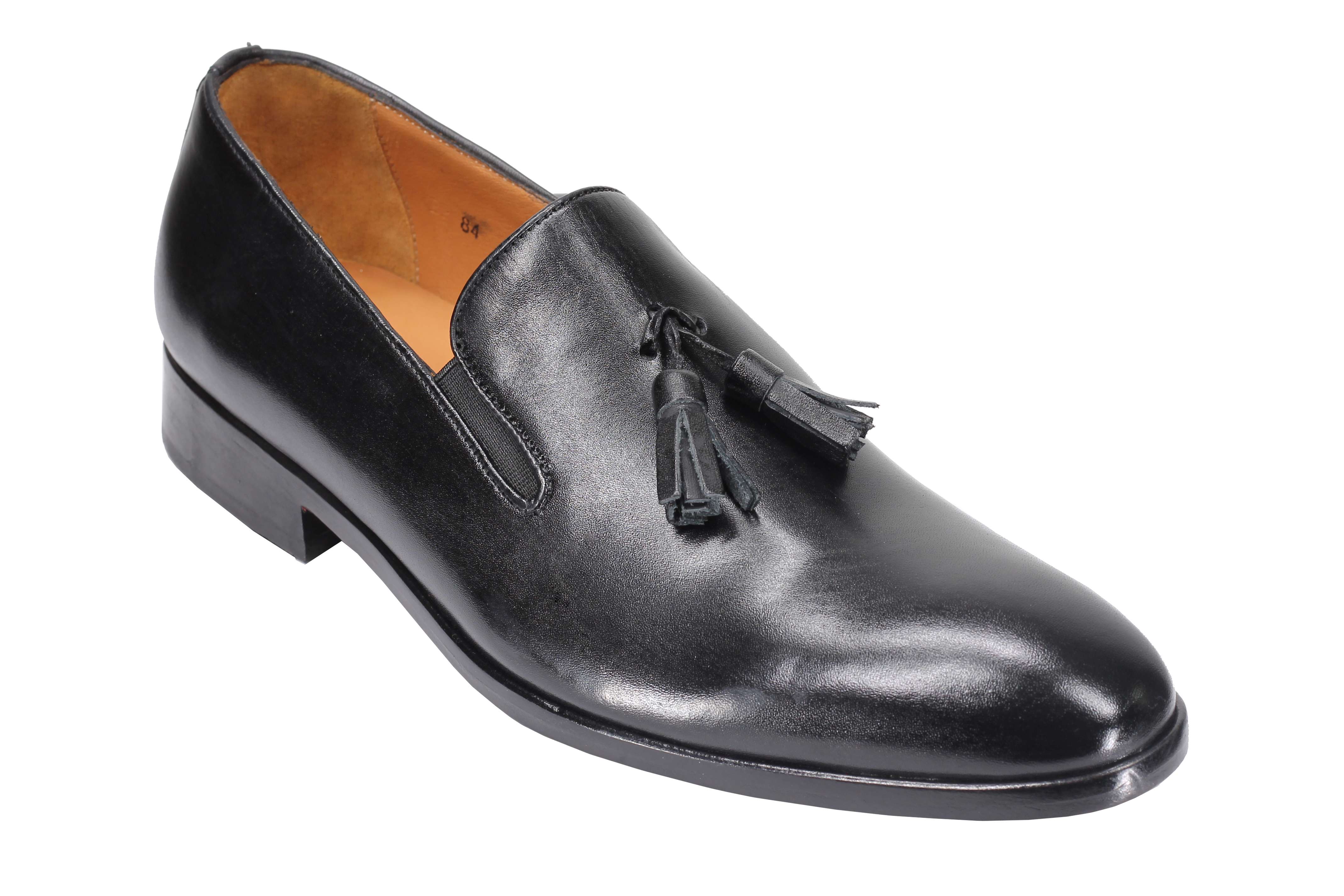 BLACK CALF LEATHER SOLE TASSEL LOAFERS