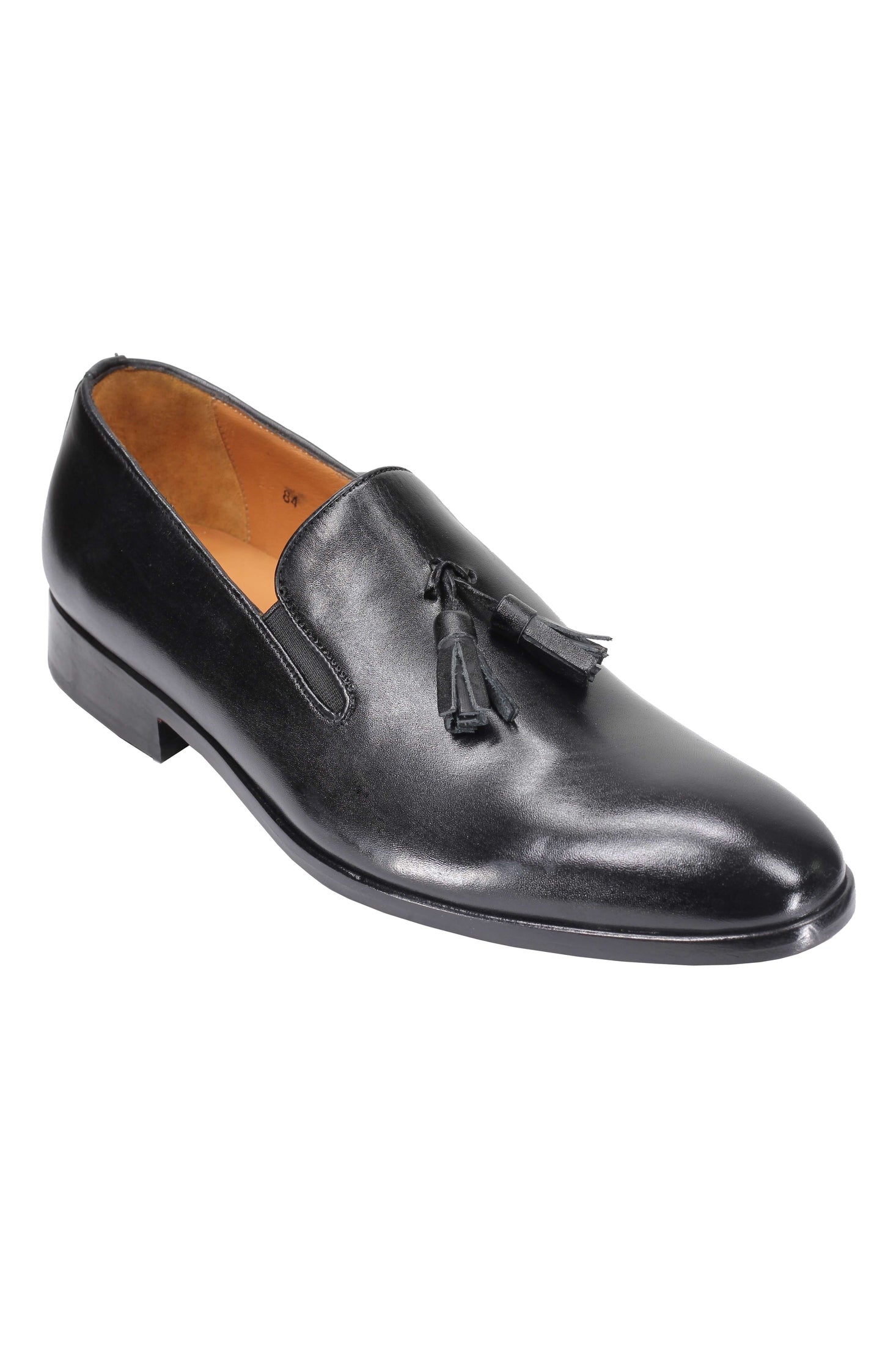 BLACK CALF LEATHER SOLE TASSEL LOAFERS