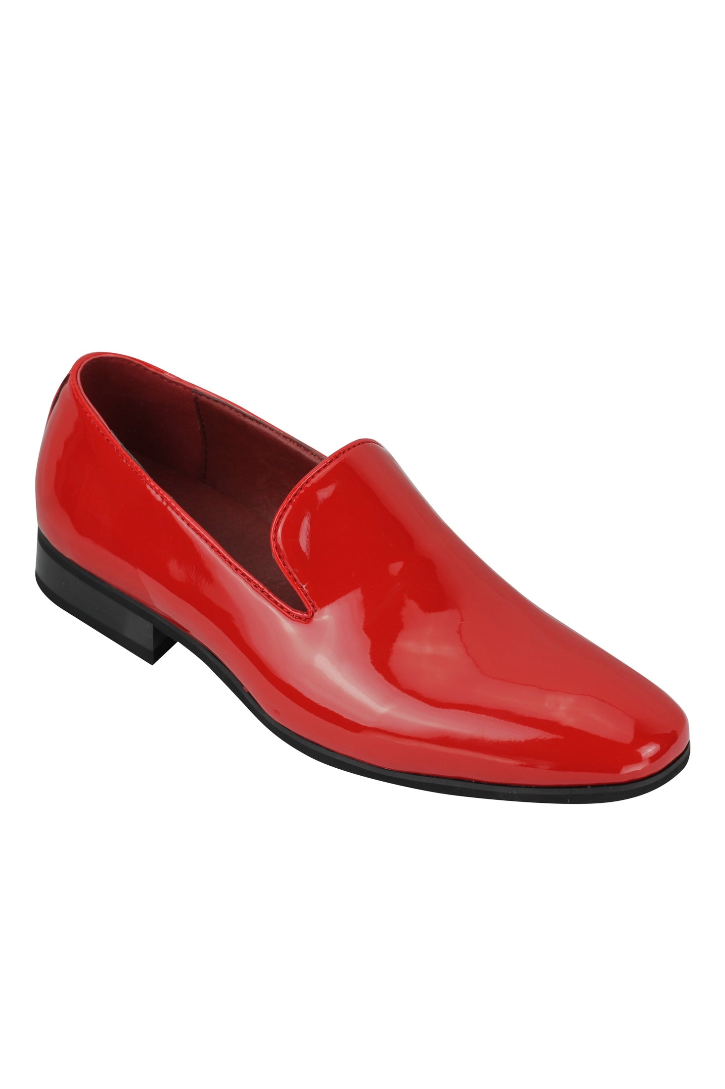 FAUX PATENT LEATHER SHINY SLIP ON SHOES IN RED