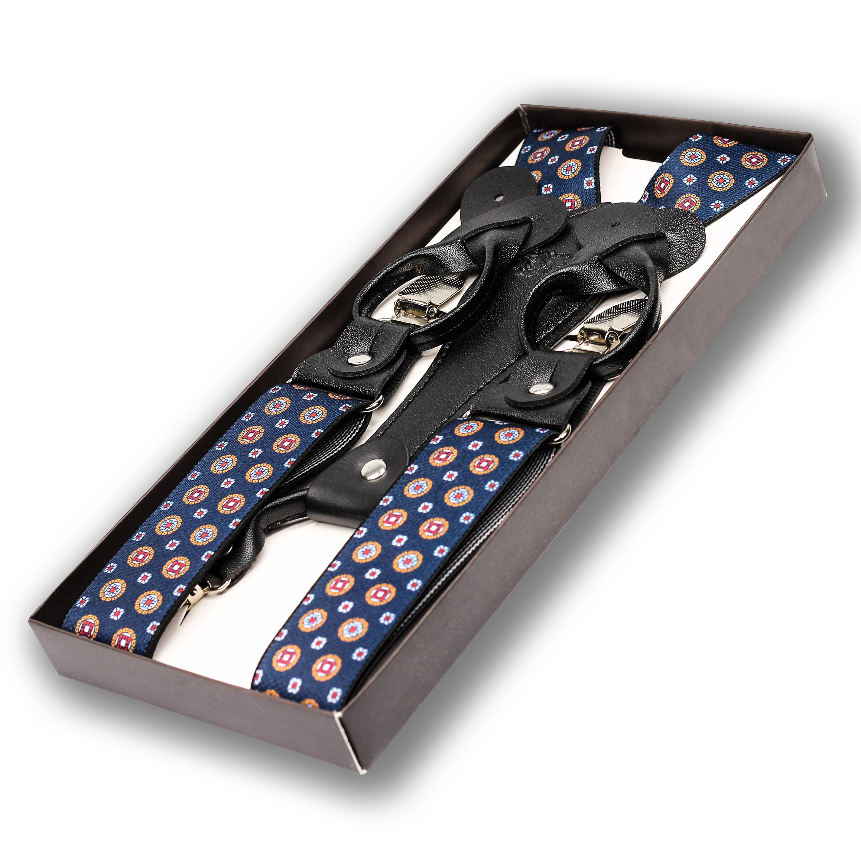 NAVY PRINTED ADJUSTABLE CLIP ON BRACES