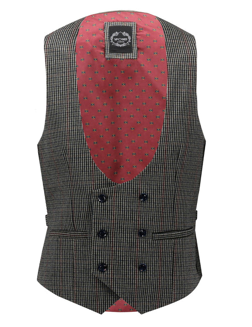 HERVE - GILET DOUBLE BOUTONNAGE EN TWEED PIED-DE-POULE VERT