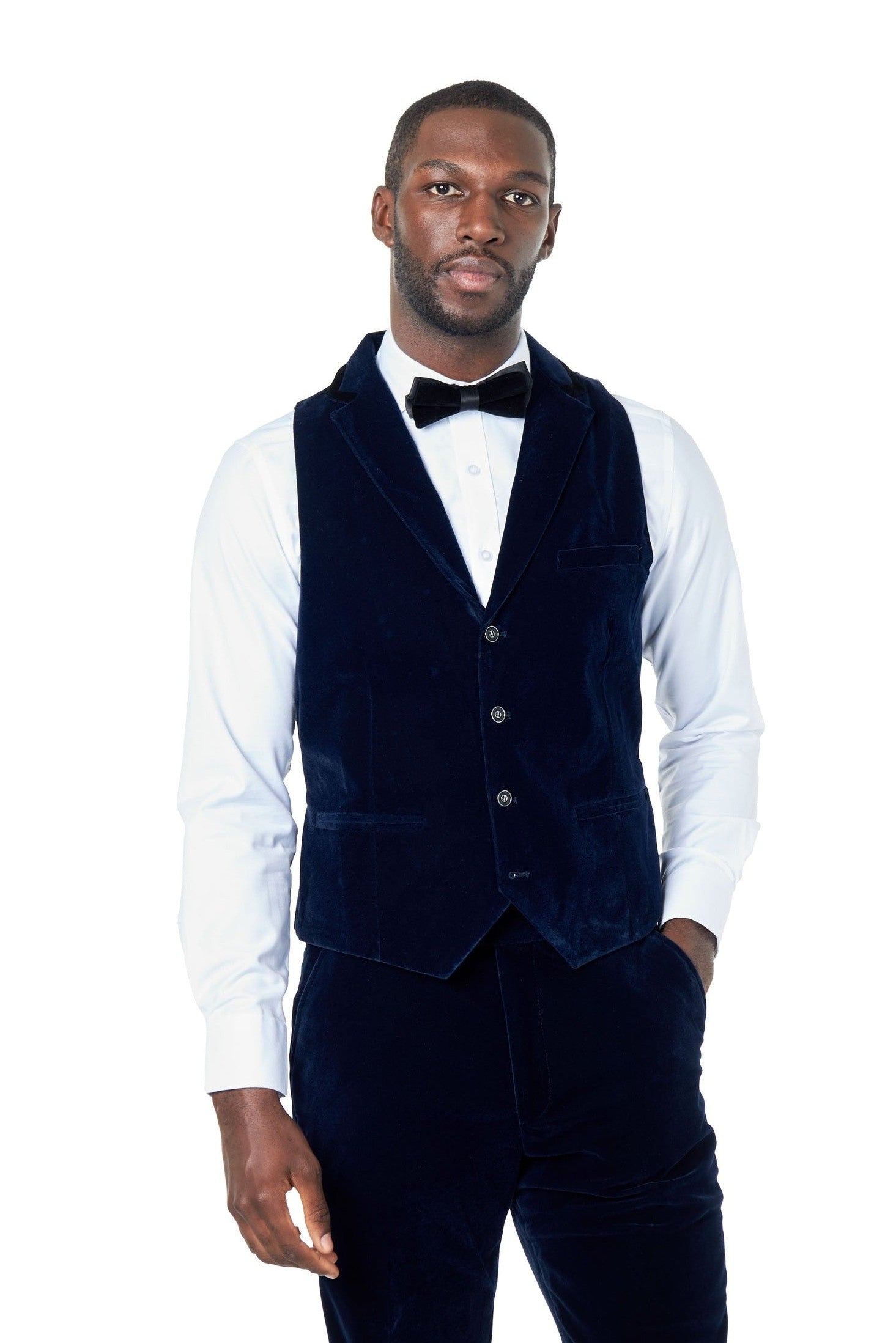 Mens Blue Velvet Waistcoat Notch Lapel Tailored Fit Vest – XPOSED