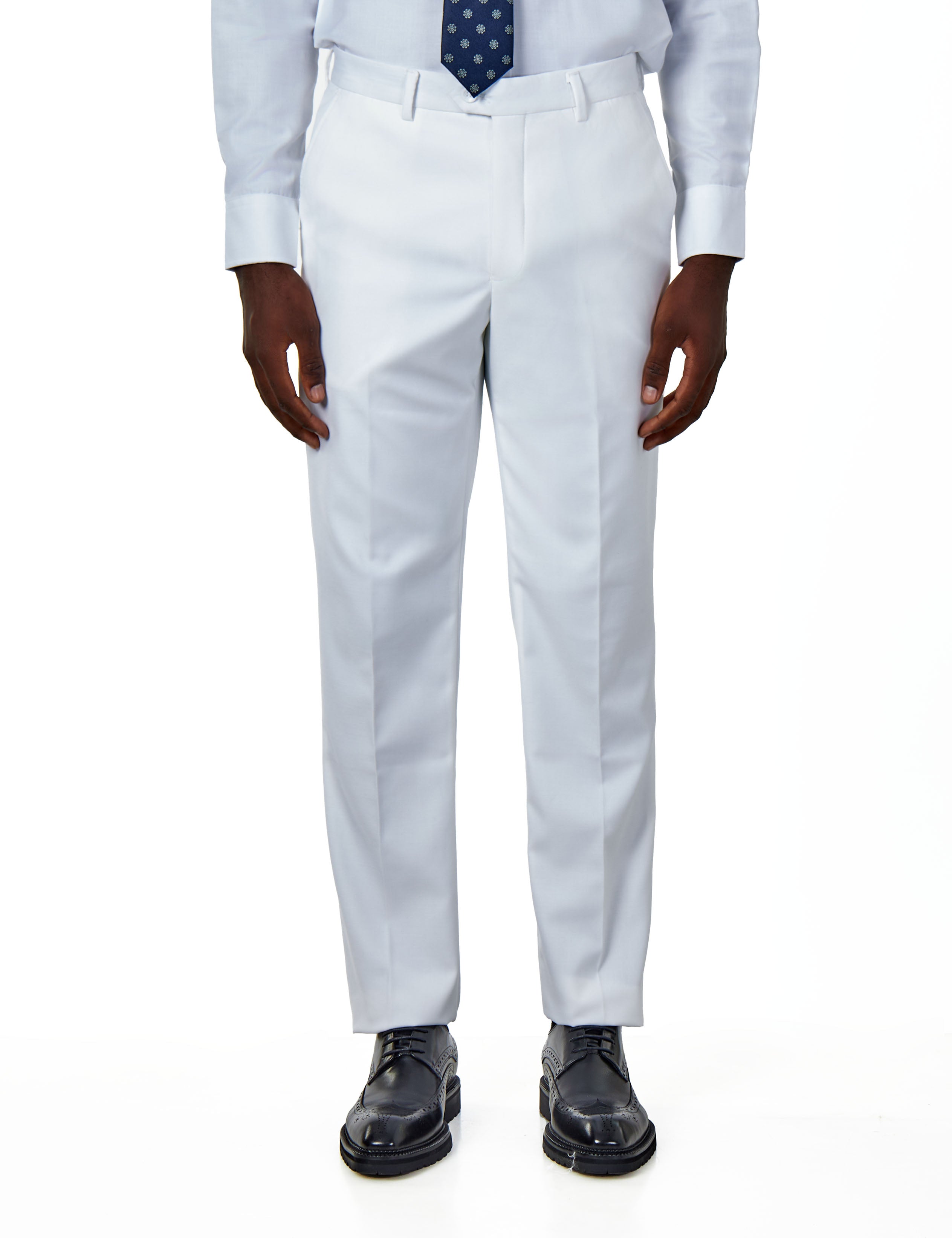 WHITE TAILORED FIT SUIT TROUSERS