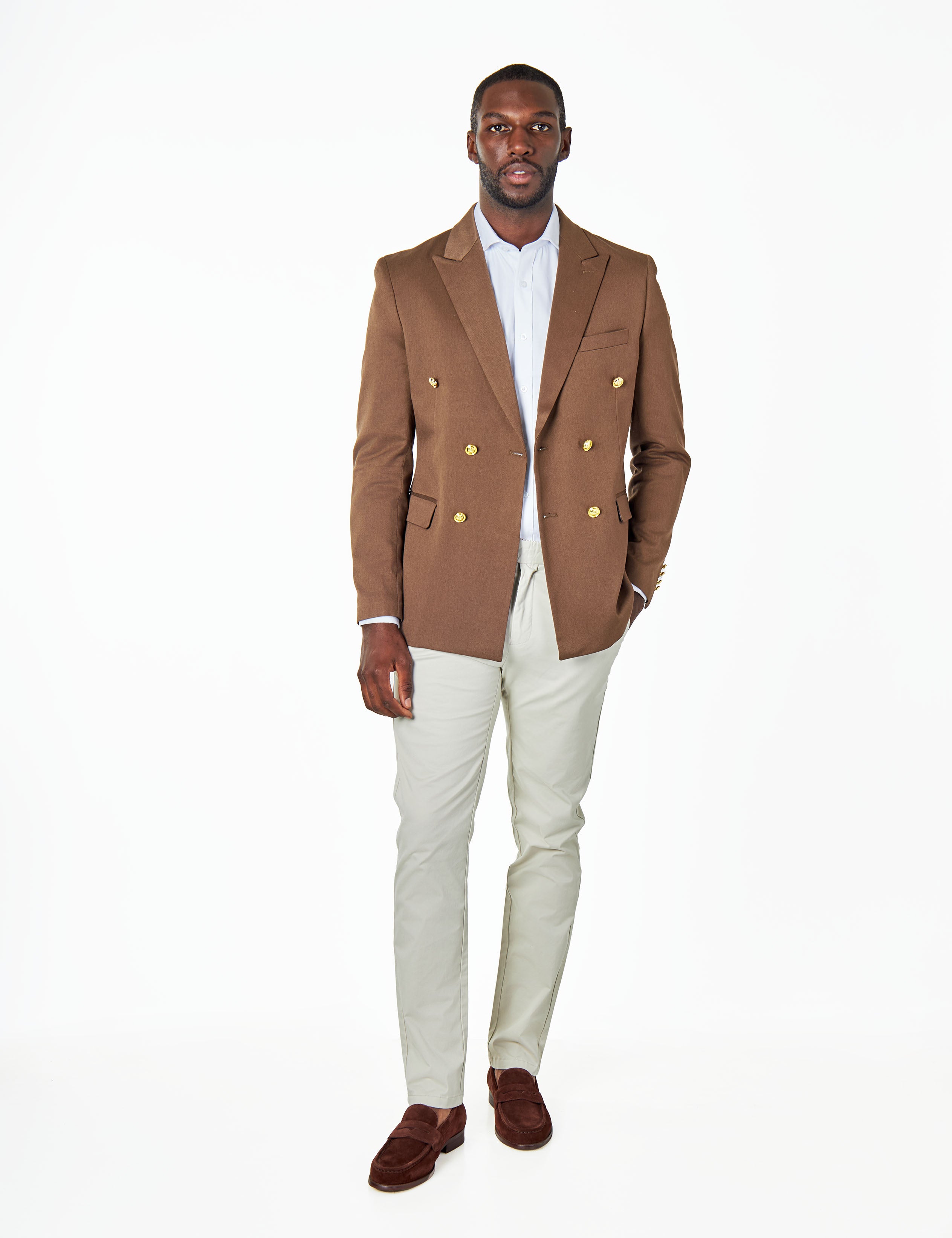 EZRA – Brown Tailored Fit Double Breasted Suit Jacket