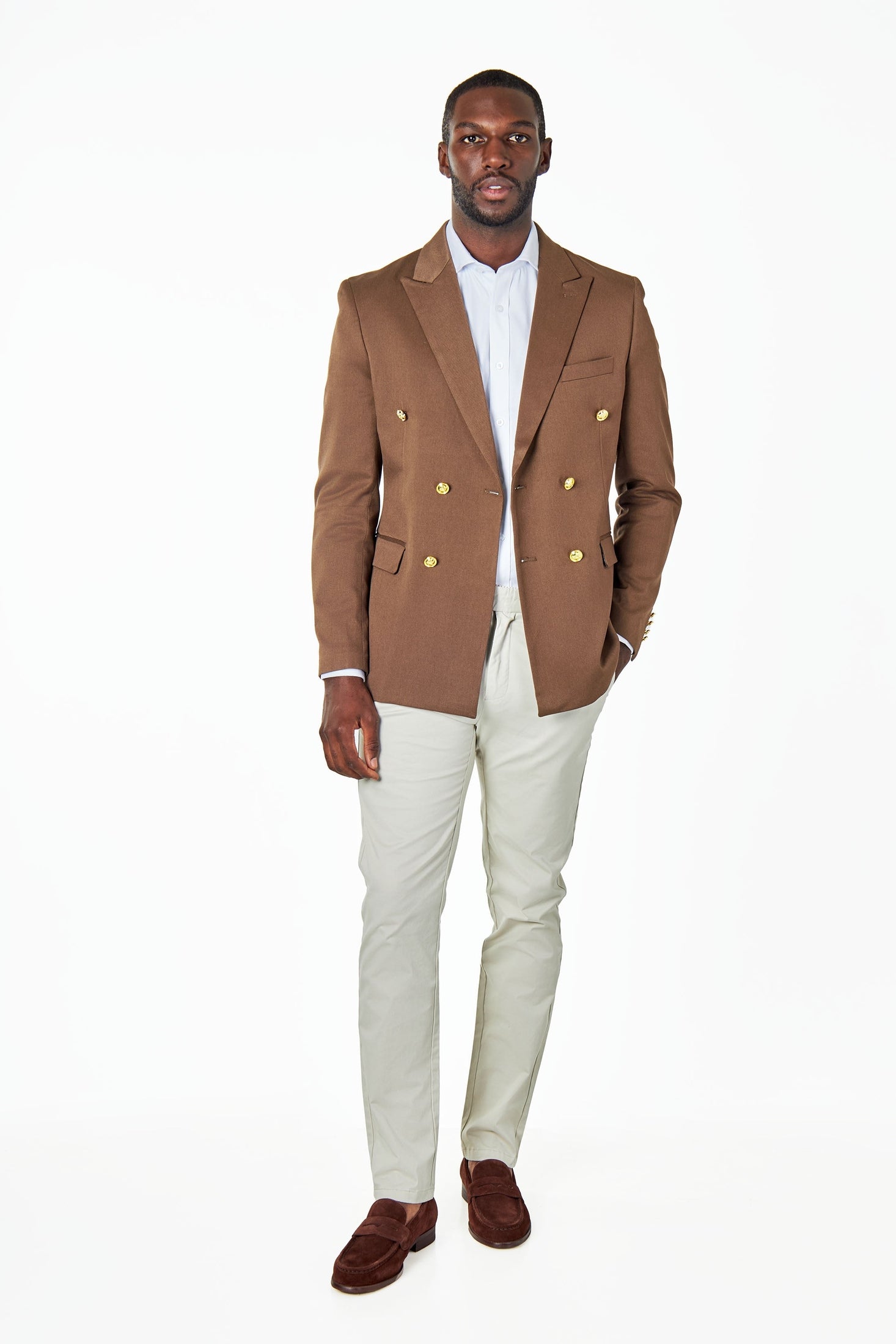 EZRA – Brown Tailored Fit Double Breasted Suit Jacket