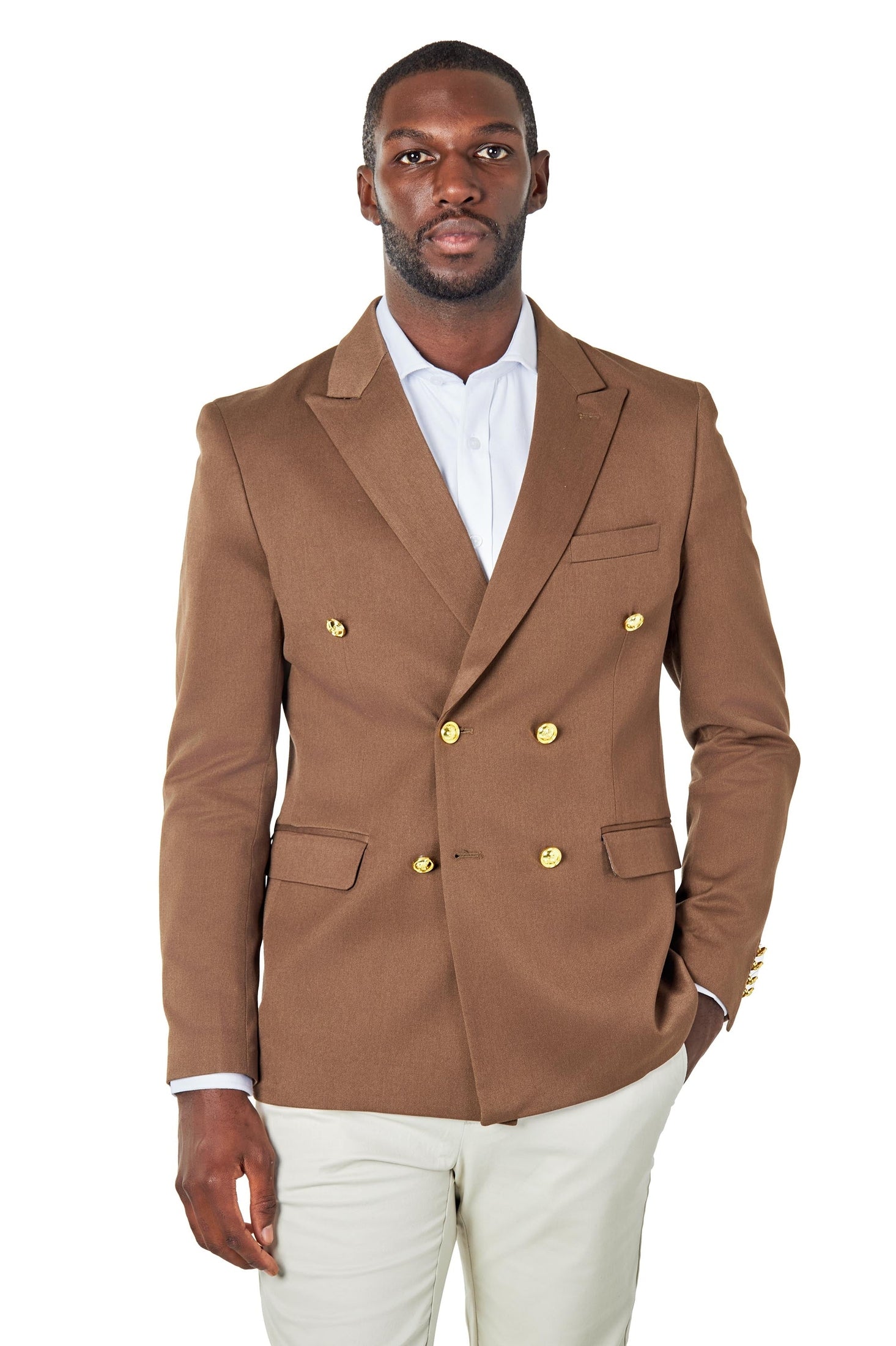 EZRA – Brown Tailored Fit Double Breasted Suit Jacket