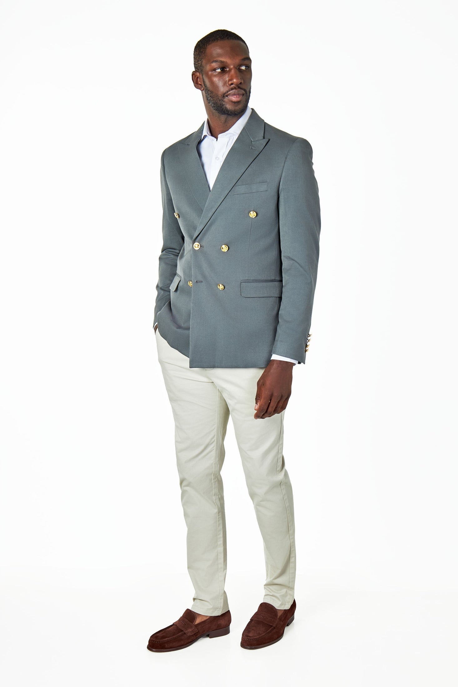 EZRA – PETROL GREEN TAILORED DOUBLE BREASTED JACKET