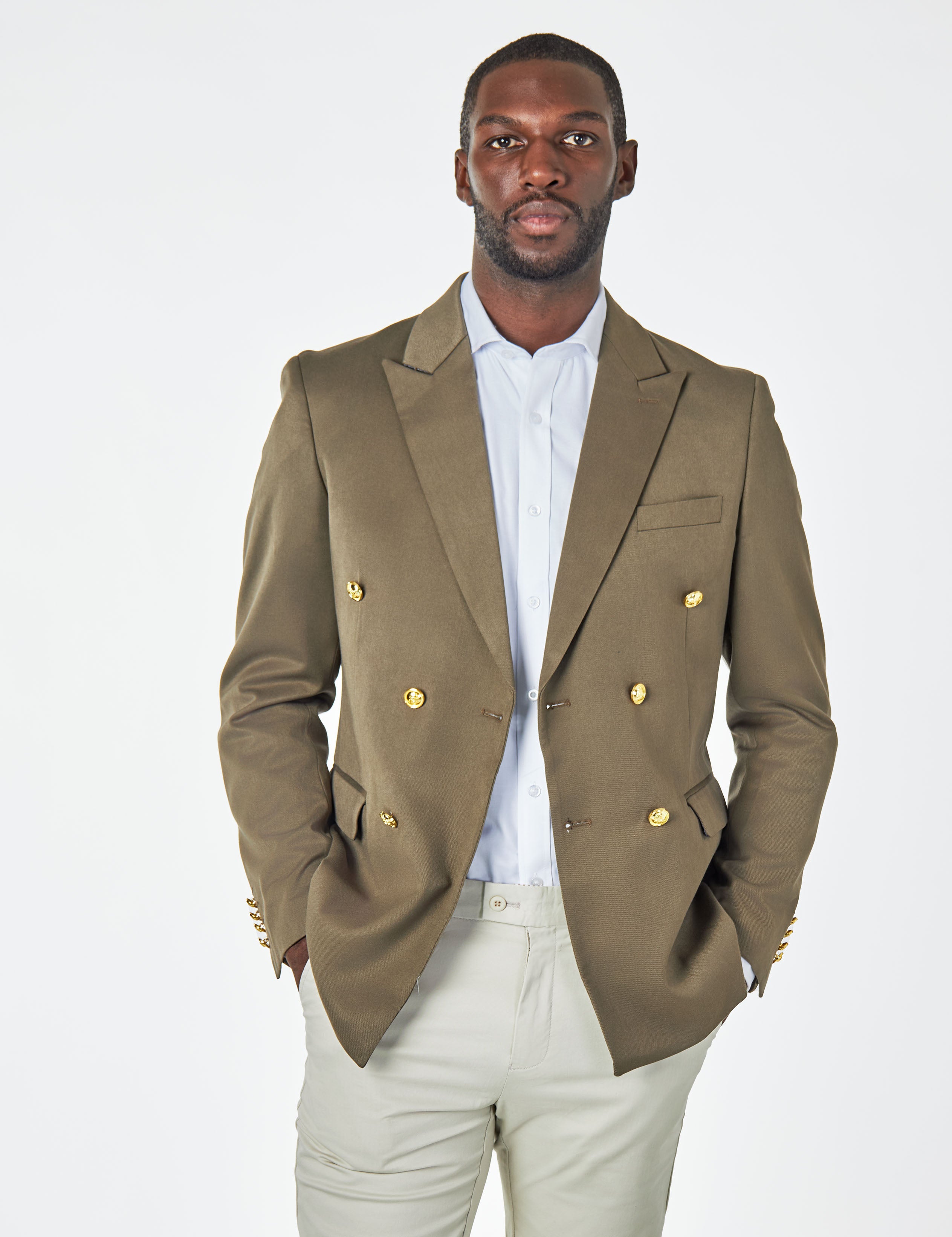 EZRA – Khaki Green Tailored Double Breasted Jacket