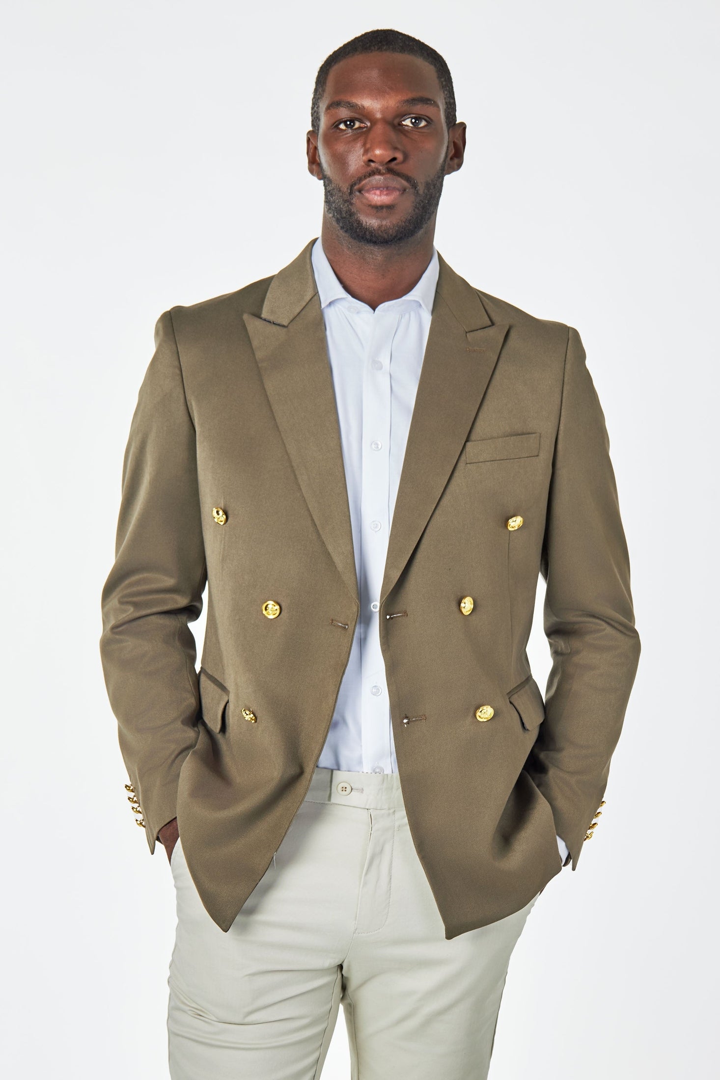 EZRA – Khaki Green Tailored Double Breasted Jacket
