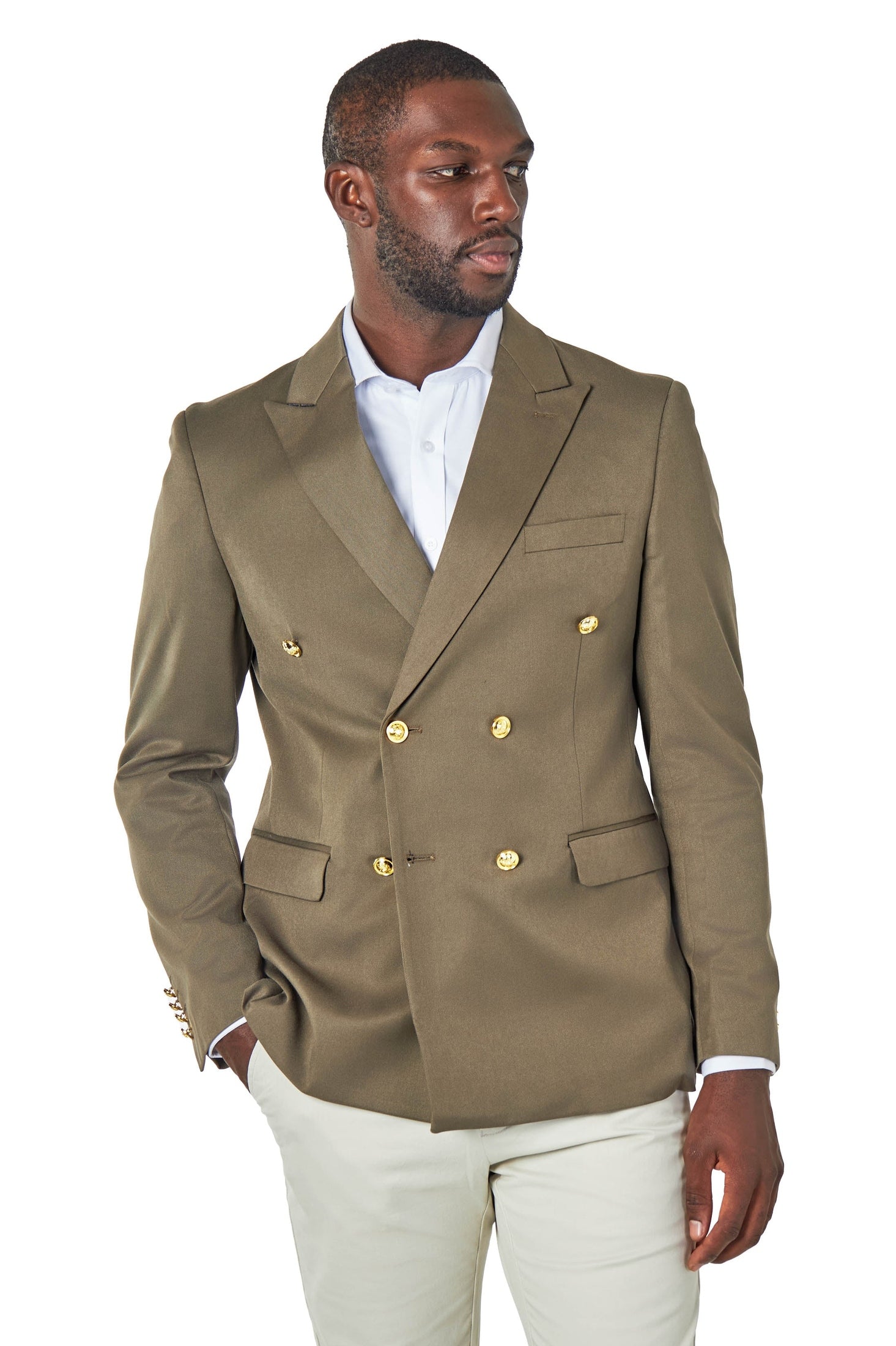 EZRA – Khaki Green Tailored Double Breasted Jacket