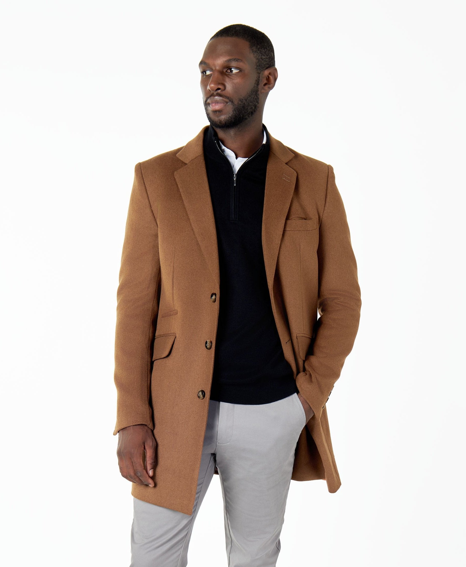 BLACK 100% COTTON KNIT ZIP NECK JUMPER