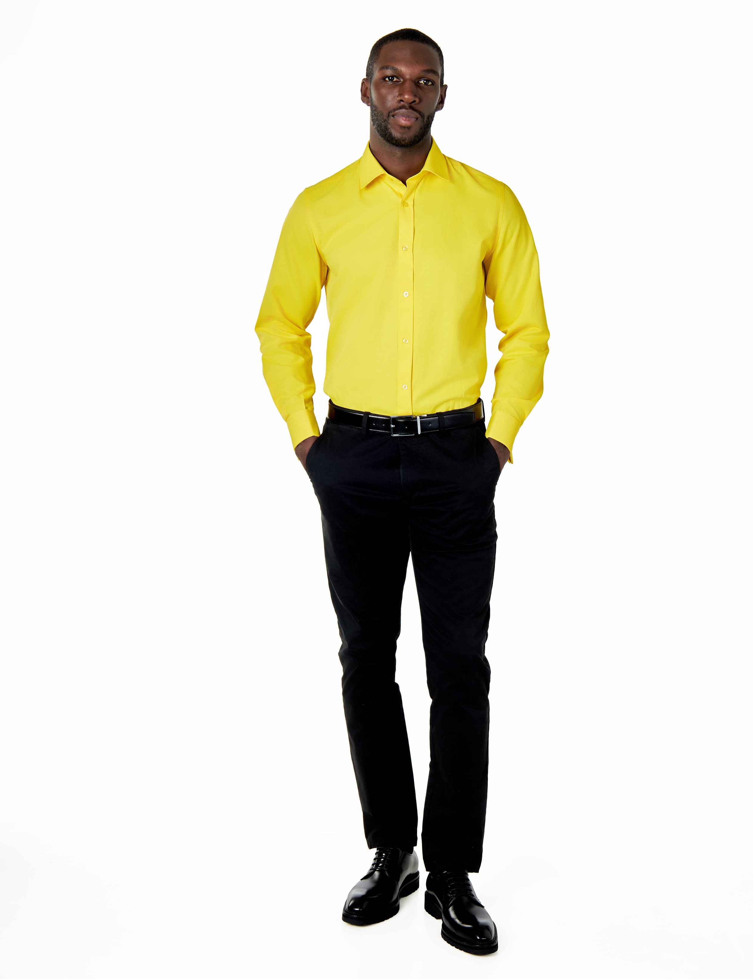 CLASSIC YELLOW DOUBLE CUFF TAILORED FIT SHIRT WITH CUFFLINKS