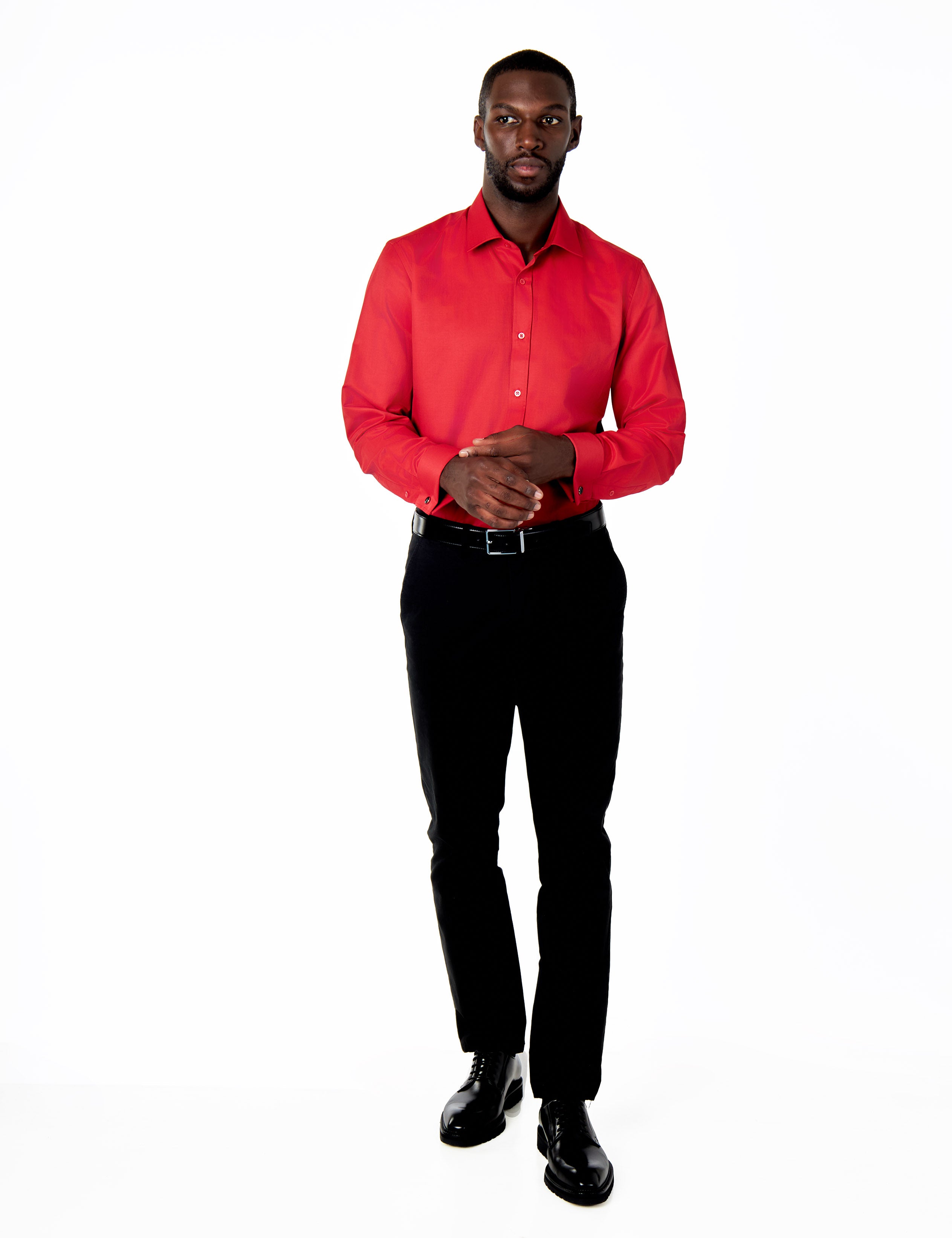 CLASSIC RED DOUBLE CUFF TAILORED FIT SHIRT WITH CUFFLINKS