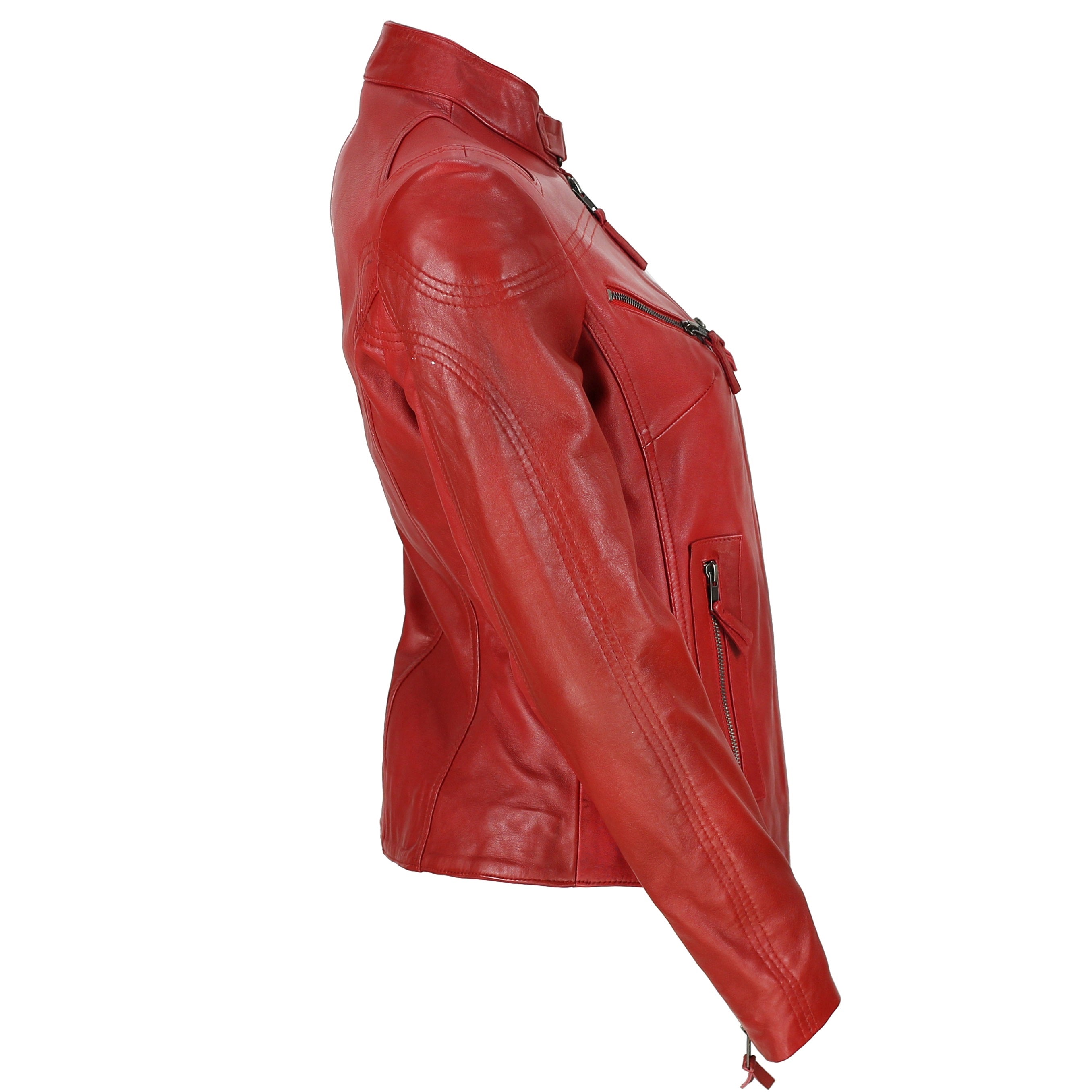 Retro Leather Biker Jacket Red