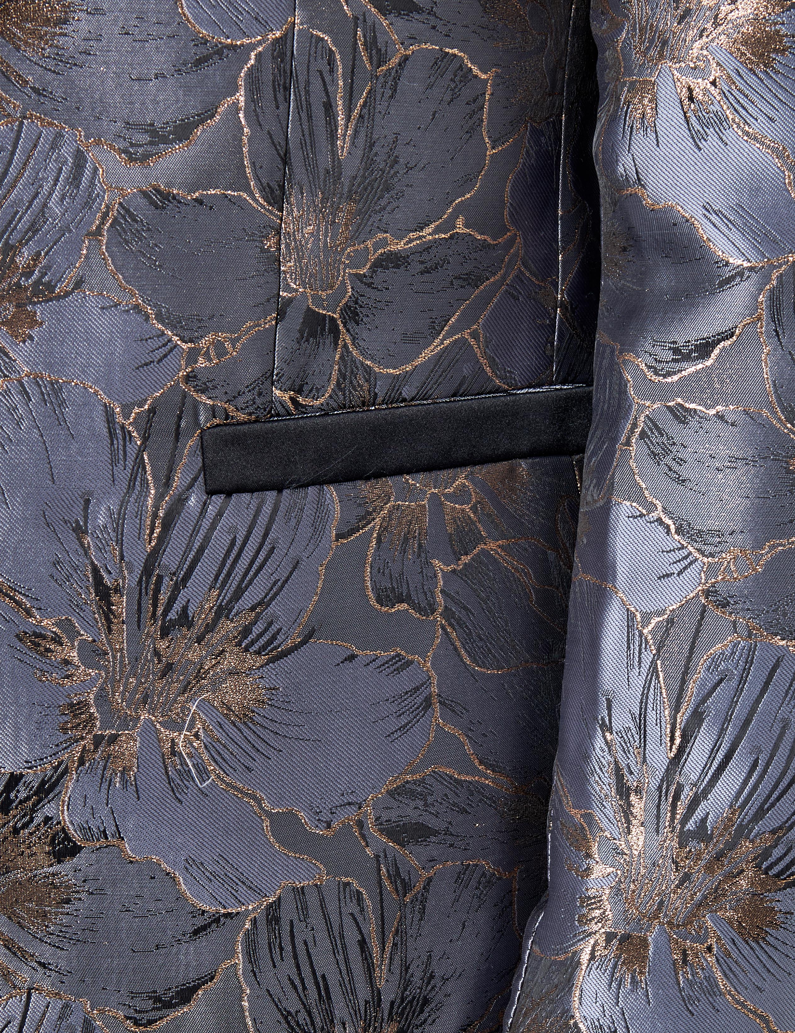 JASON - GREY BLUE FLORAL PRINTED PARTY TUXEDO JACKET