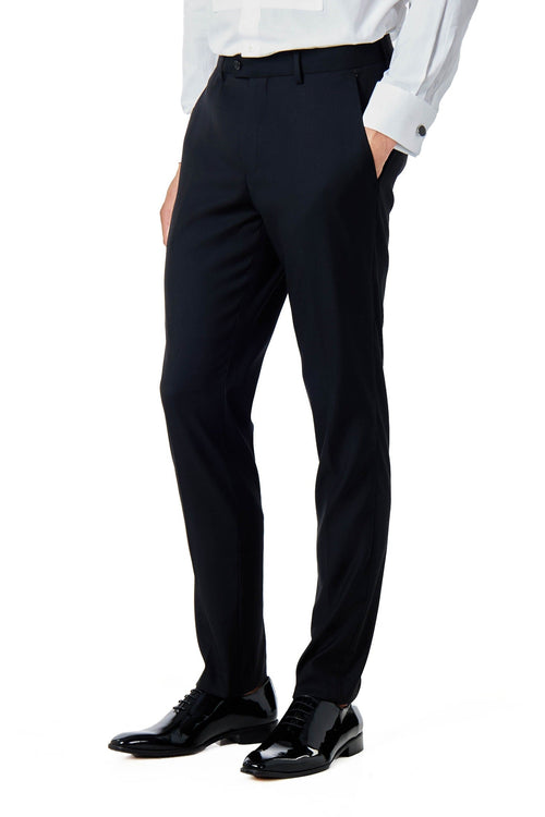 CLASSIC PLAIN BLACK FORMAL DRESS SUIT TROUSERS