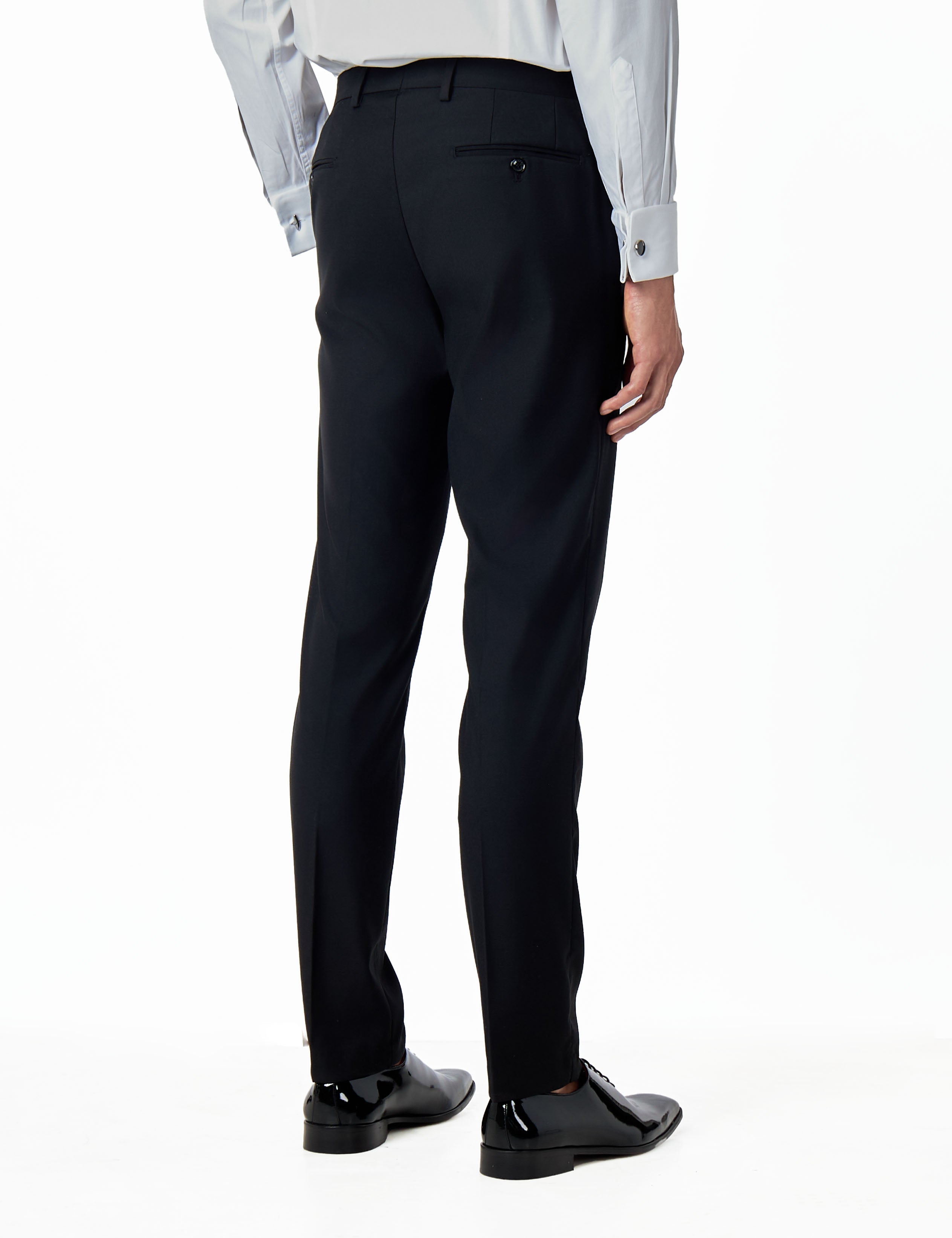 BLACK SUIT TROUSERS GEO PATTERN DETAILED
