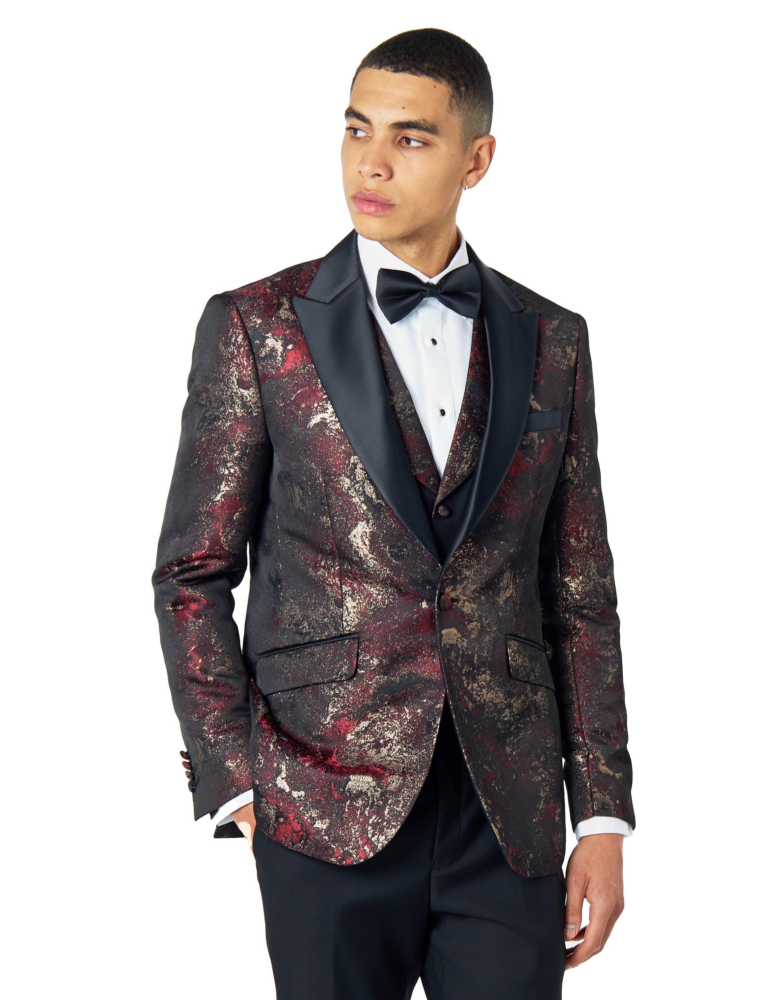 ALINO – MAROON WEDDING PARTY TUXEDO 3 PIECE SUIT