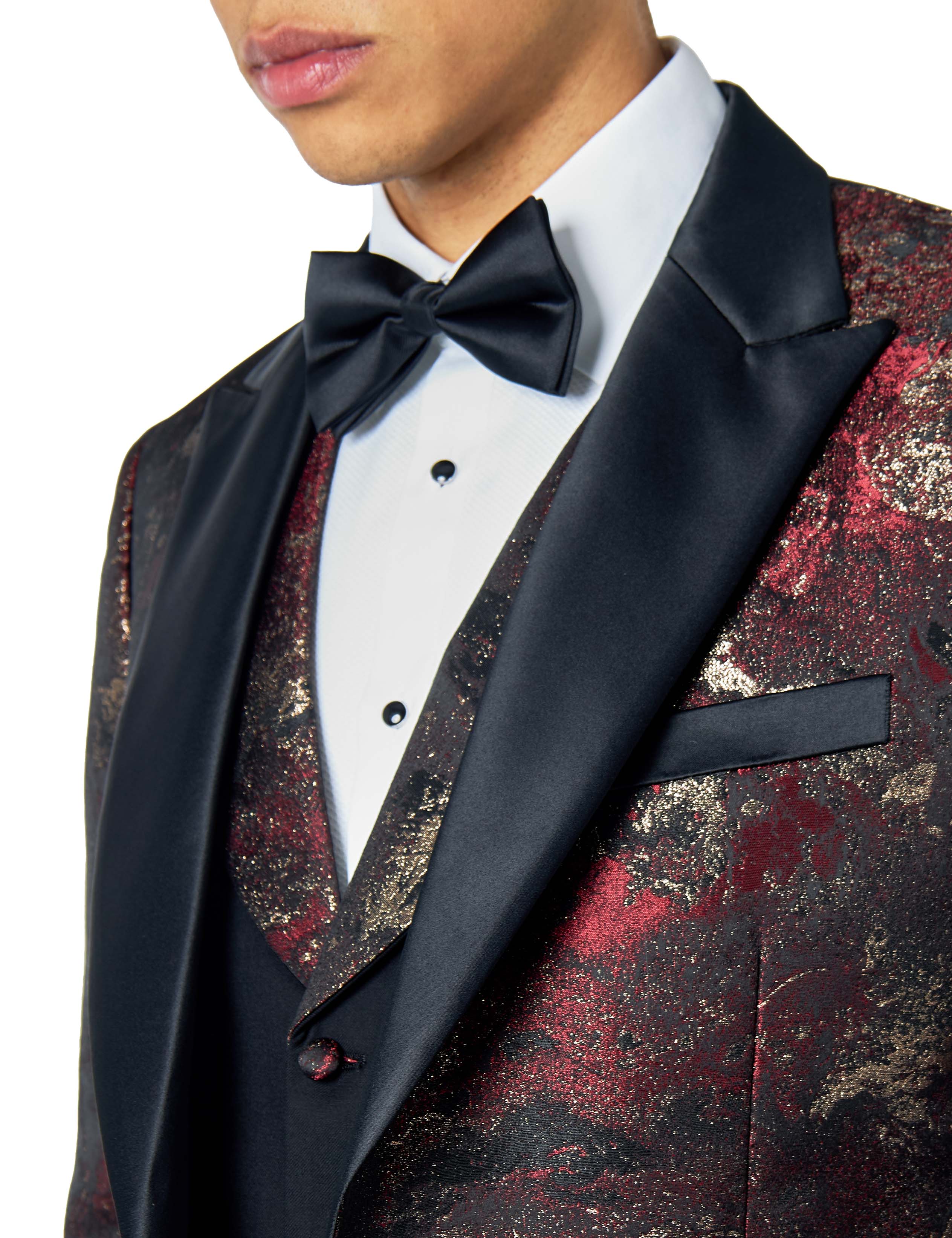 ALINO – MAROON WEDDING PARTY TUXEDO 3 PIECE SUIT
