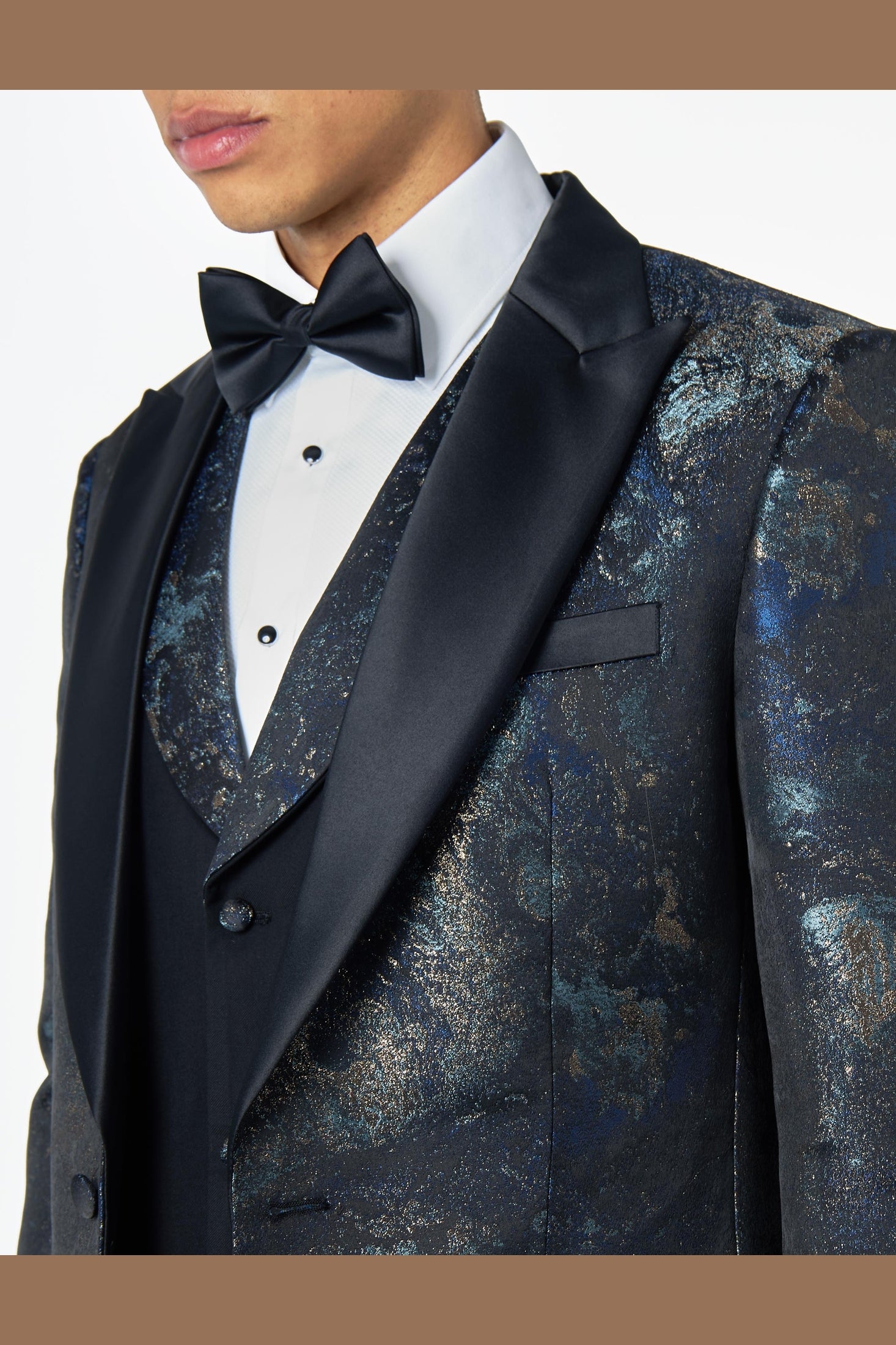 ALINO – BLACK BLUE PRINTED TUXEDO DINNER JACKET