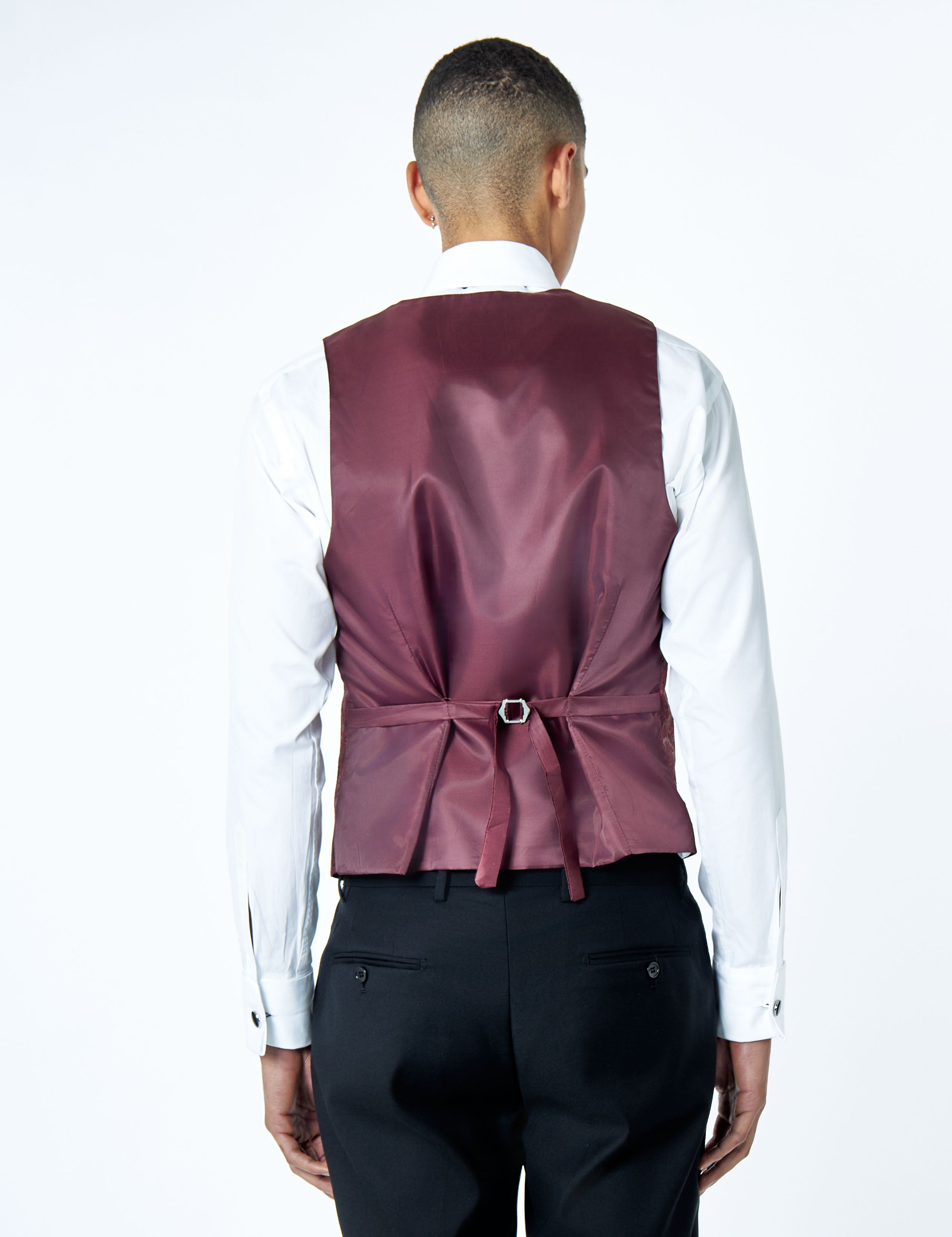 LOUIS – MAROON DAMASK PRINT TUXEDO DINNER WAISTCOAT