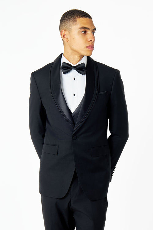 GREG – BLACK TAILORED TUXEDO WEDDING JACKET