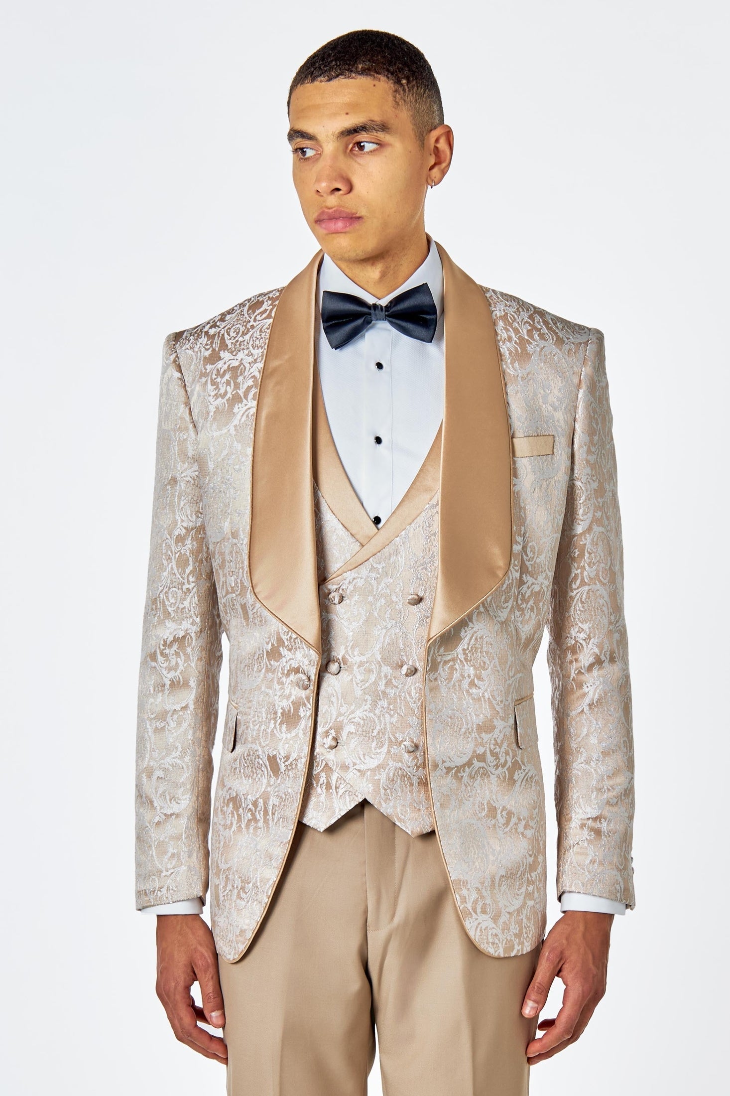 LOUIS – CHAMPAGNE DINNER TUXEDO JACKET GOLD JACQUARD PRINT