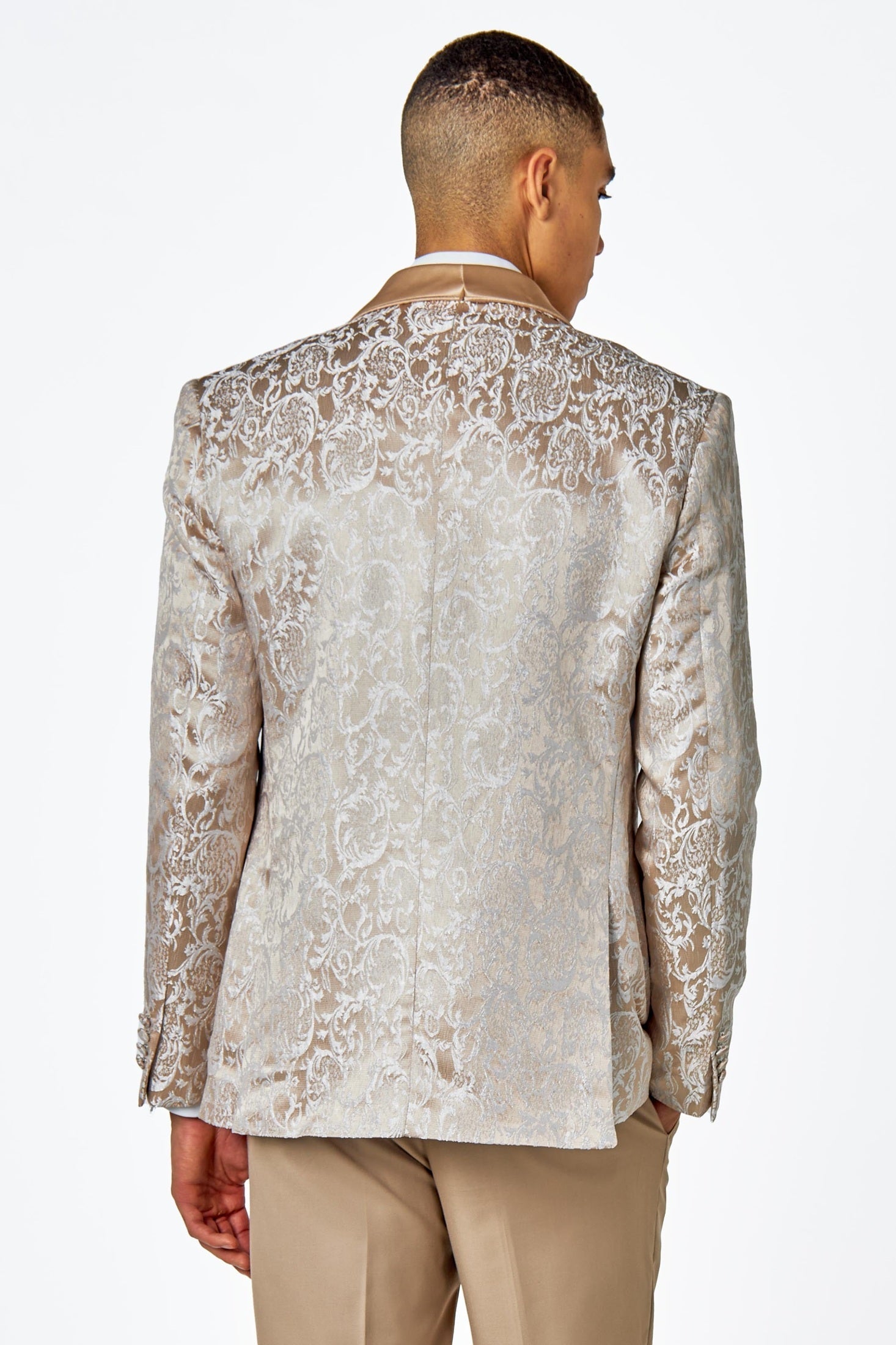 LOUIS – CHAMPAGNE DINNER TUXEDO JACKET GOLD JACQUARD PRINT
