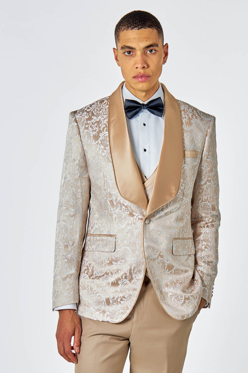 LOUIS – CHAMPAGNE DINNER TUXEDO JACKET GOLD JACQUARD PRINT