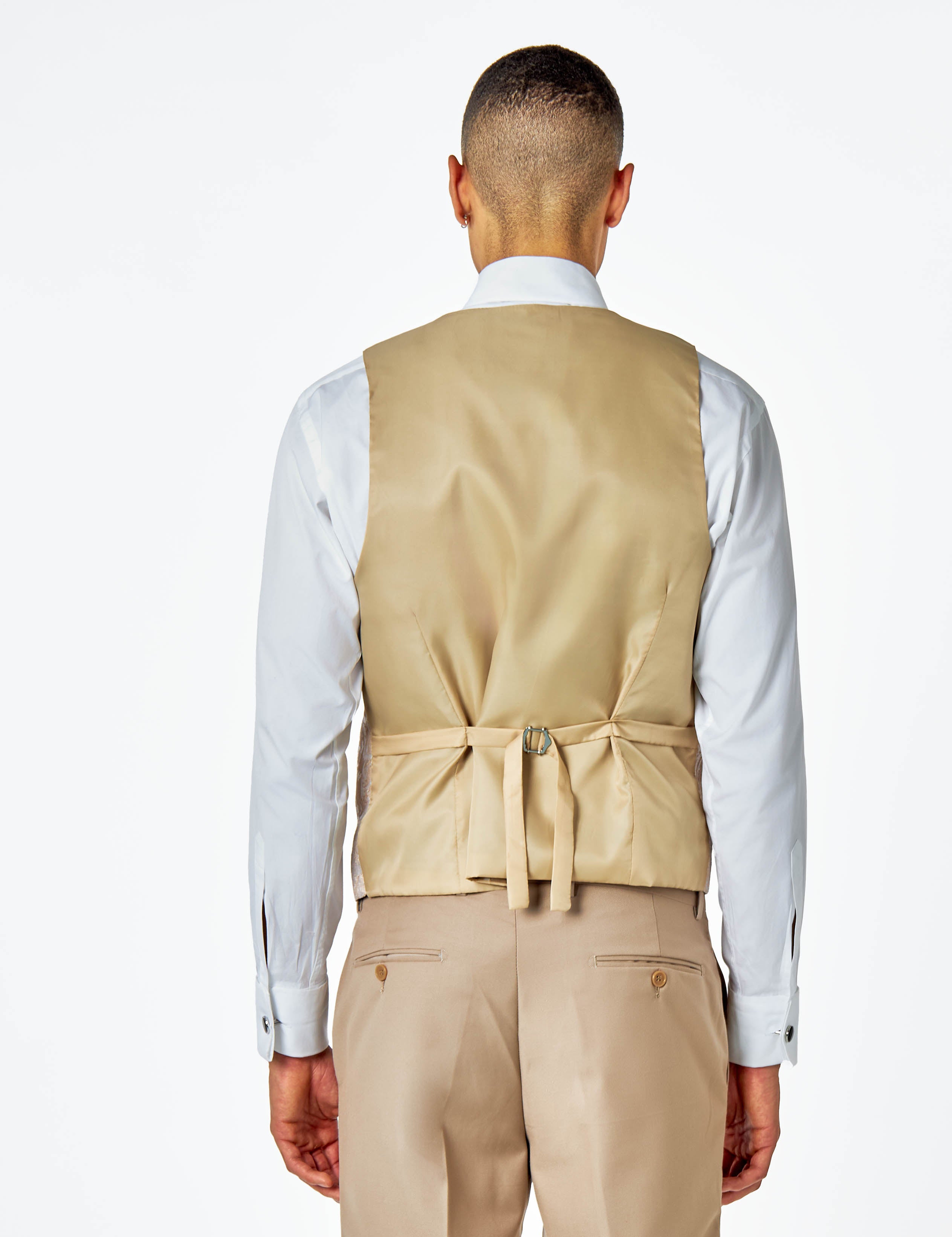 LOUIS – CHAMPAGNE GOLD DAMASK PRINT TUXEDO DINNER WAISTCOAT