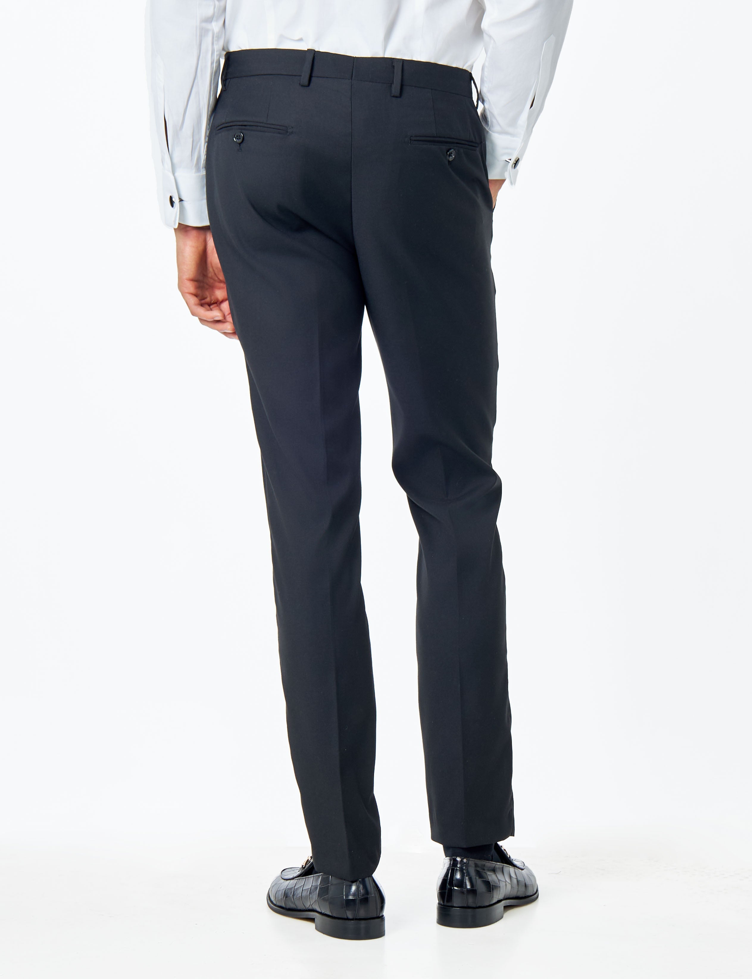 MEN’S PLAIN BLACK SUIT TROUSERS TAILORED FORMAL
