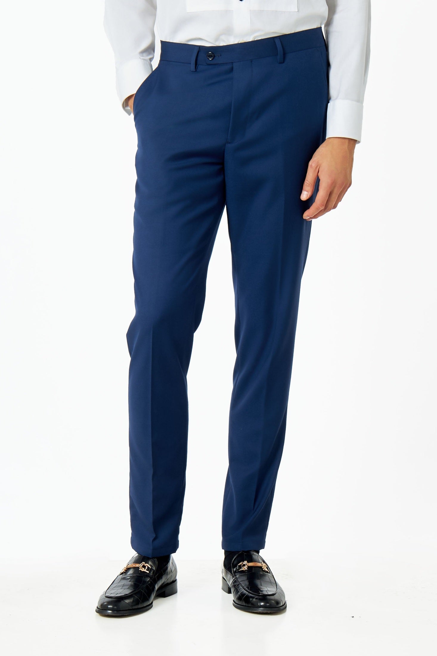 NAVY BLUE GEO PATTERN DETAILED 3 PIECE SUIT