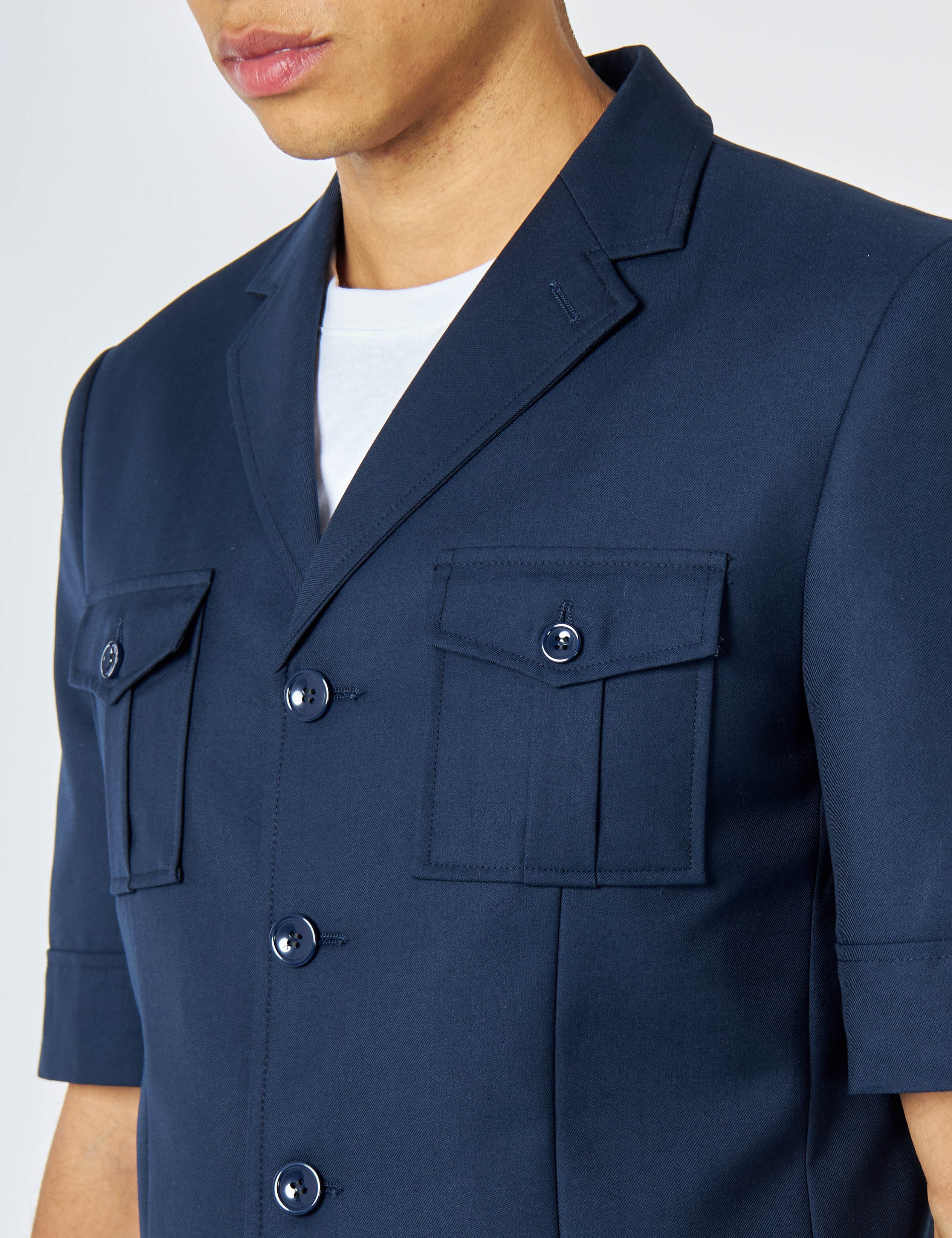 RETRO MORDEN MENS TWO PIECE NAVY SAFARI SUIT