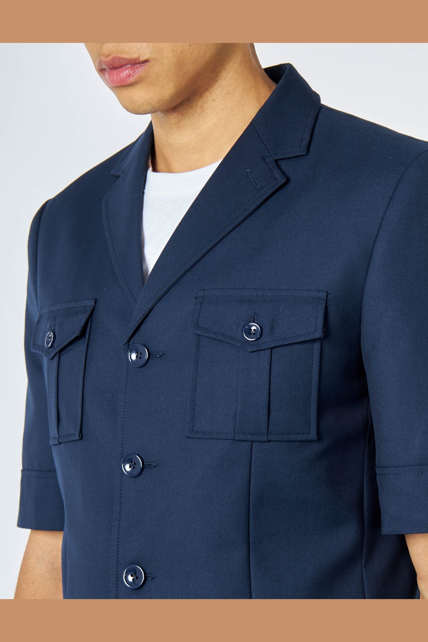 RETRO MORDEN MENS TWO PIECE NAVY SAFARI SUIT
