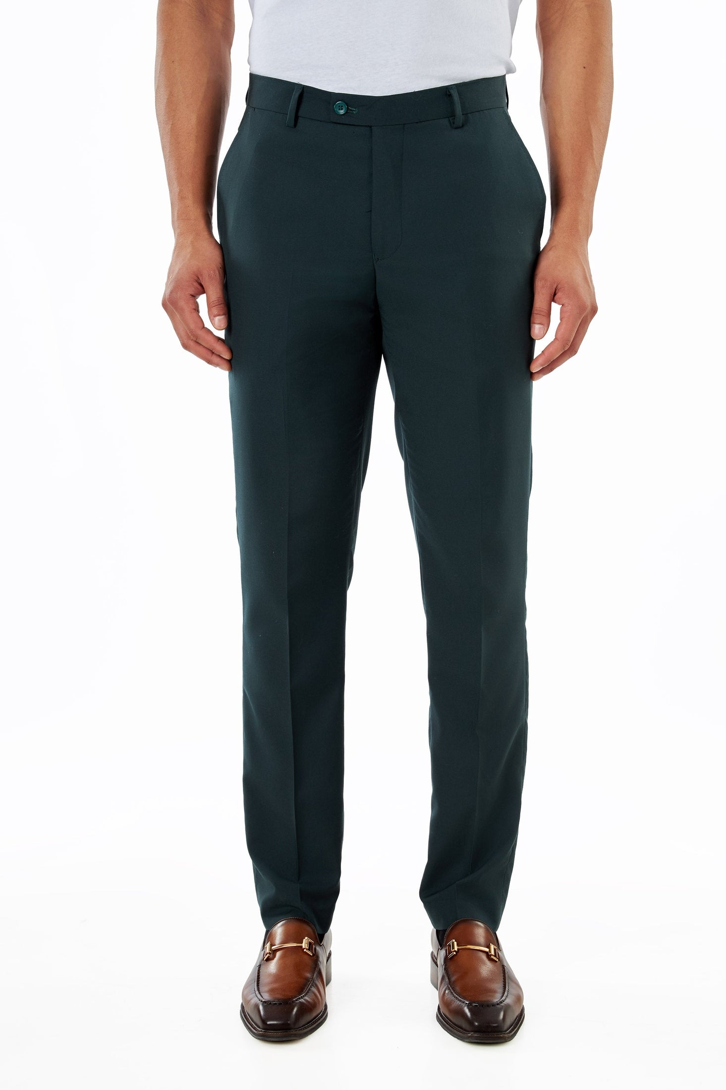 Men's Safari Trousers Deep Forest Green Tailored Formal Pants XPOSED Men's Safari Trousers Deep Forest Green Tailored Formal Pants XPOSED