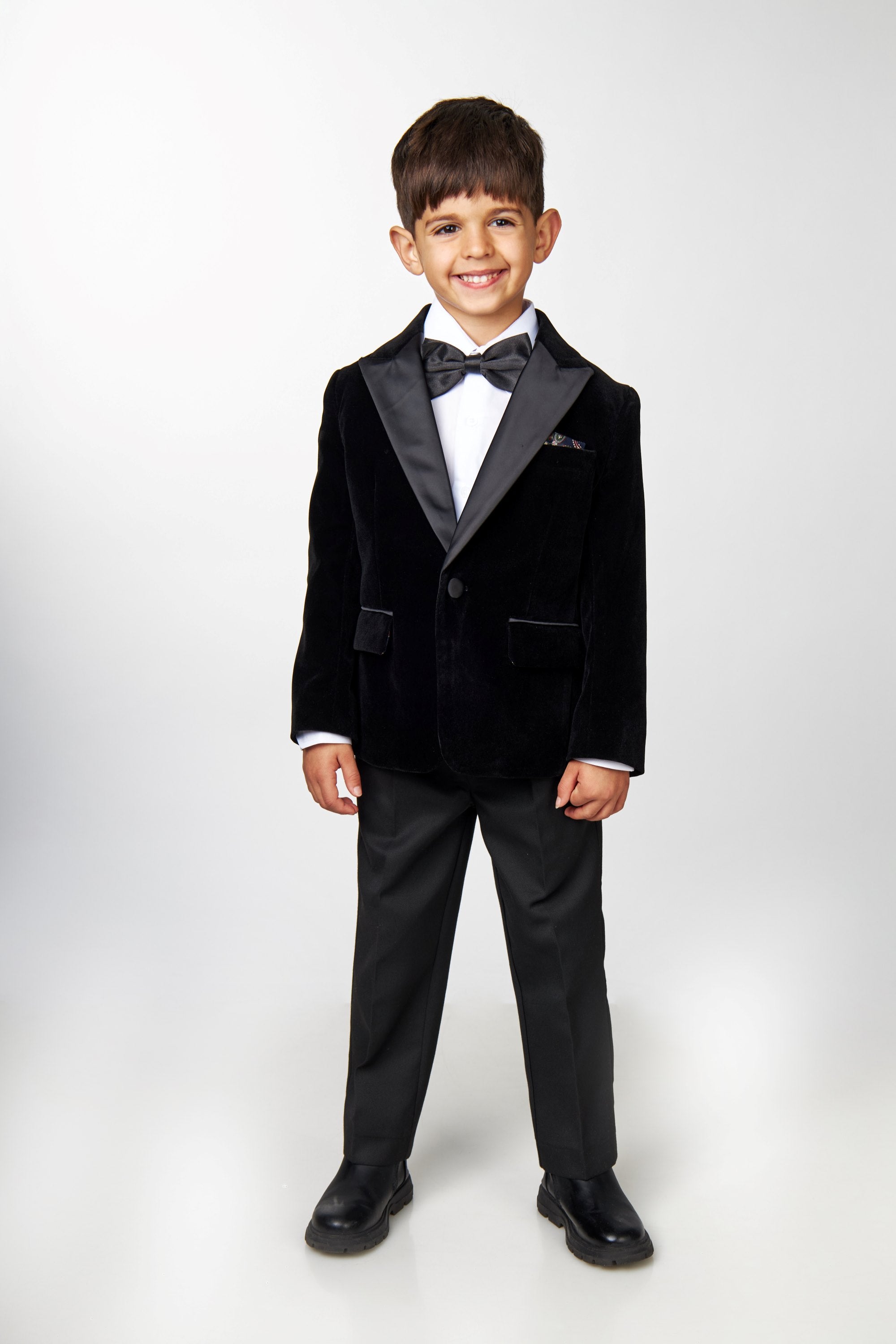 Boys Black Velvet Dinner Jacket Blazer