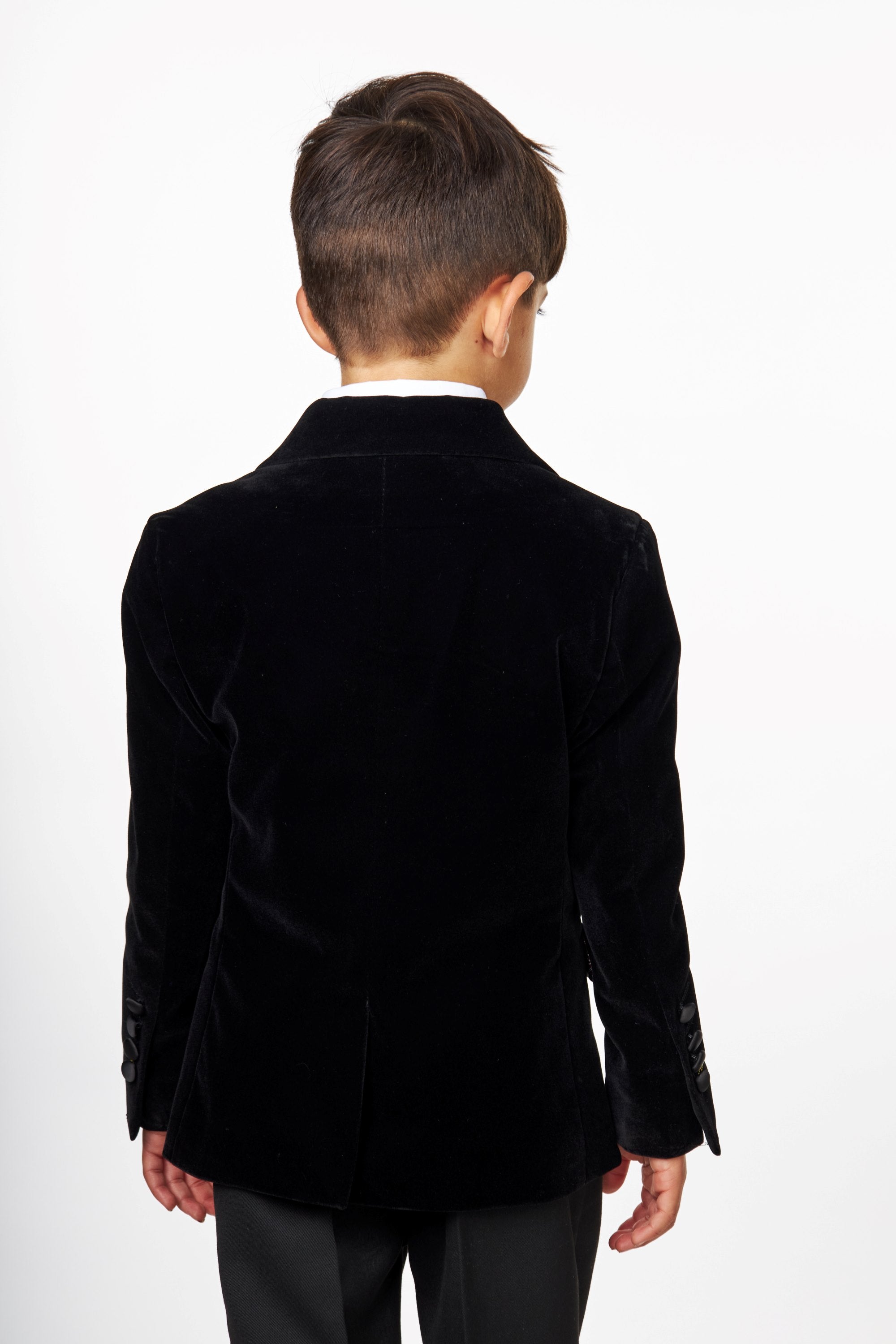 Boys Black Velvet Dinner Jacket Blazer