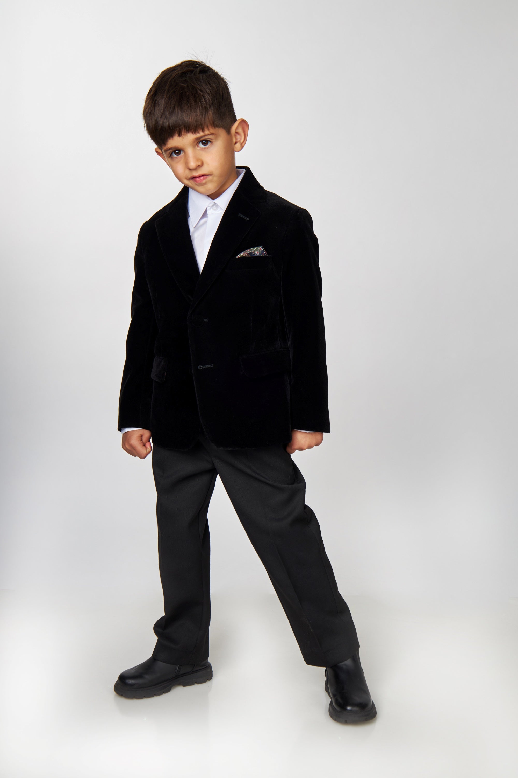 GARY - KIDS BLACK VELVET BLAZER